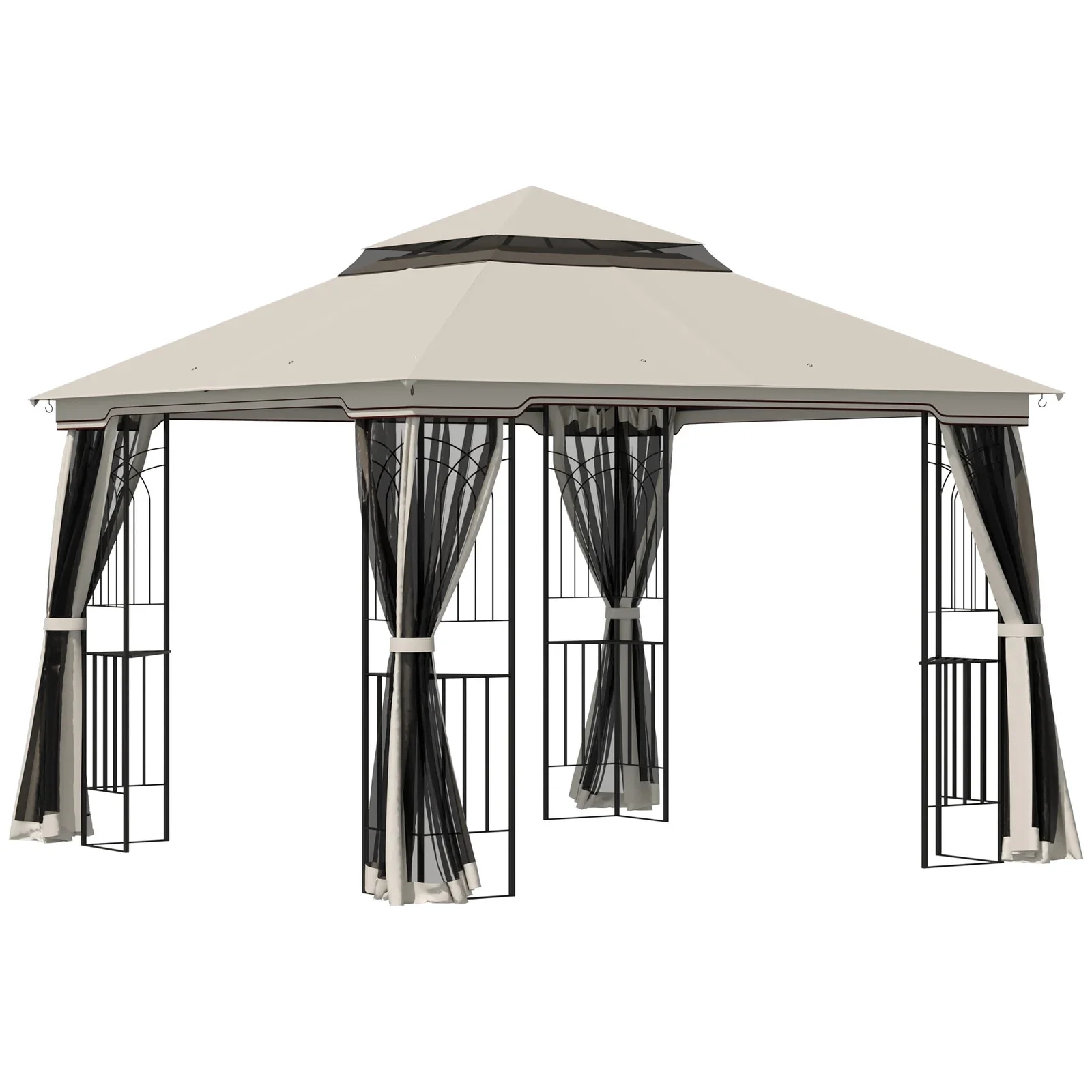 Outsunny 10'x10' Soft-top Patio Gazebo Deck Canopy, Beige