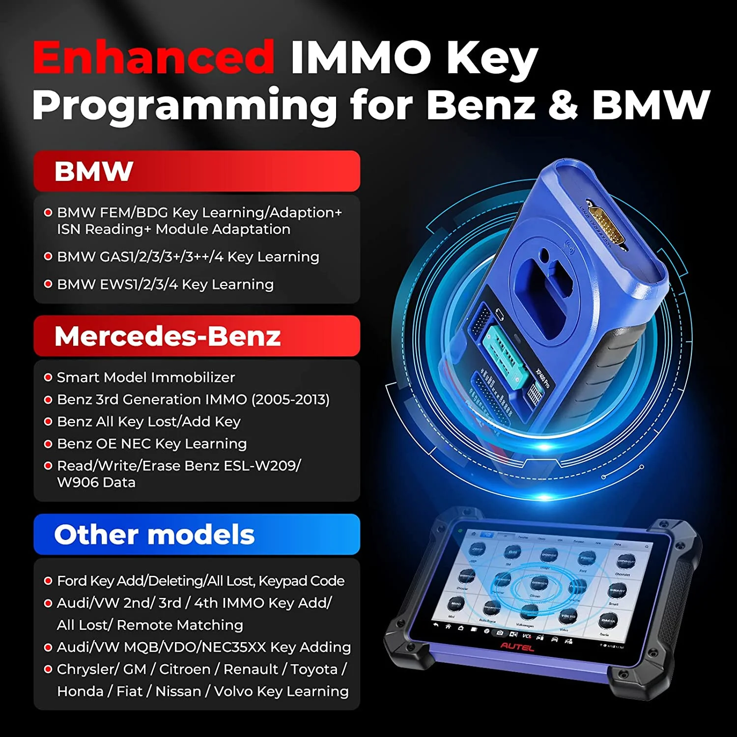 Autel Maxiim IM608 II Key Fob Car Diagnostic Scan Tool with XP400 PRO, Advanced, CANFD/Doip, with Free MKPA - KIT, G - BOX2 & APB112