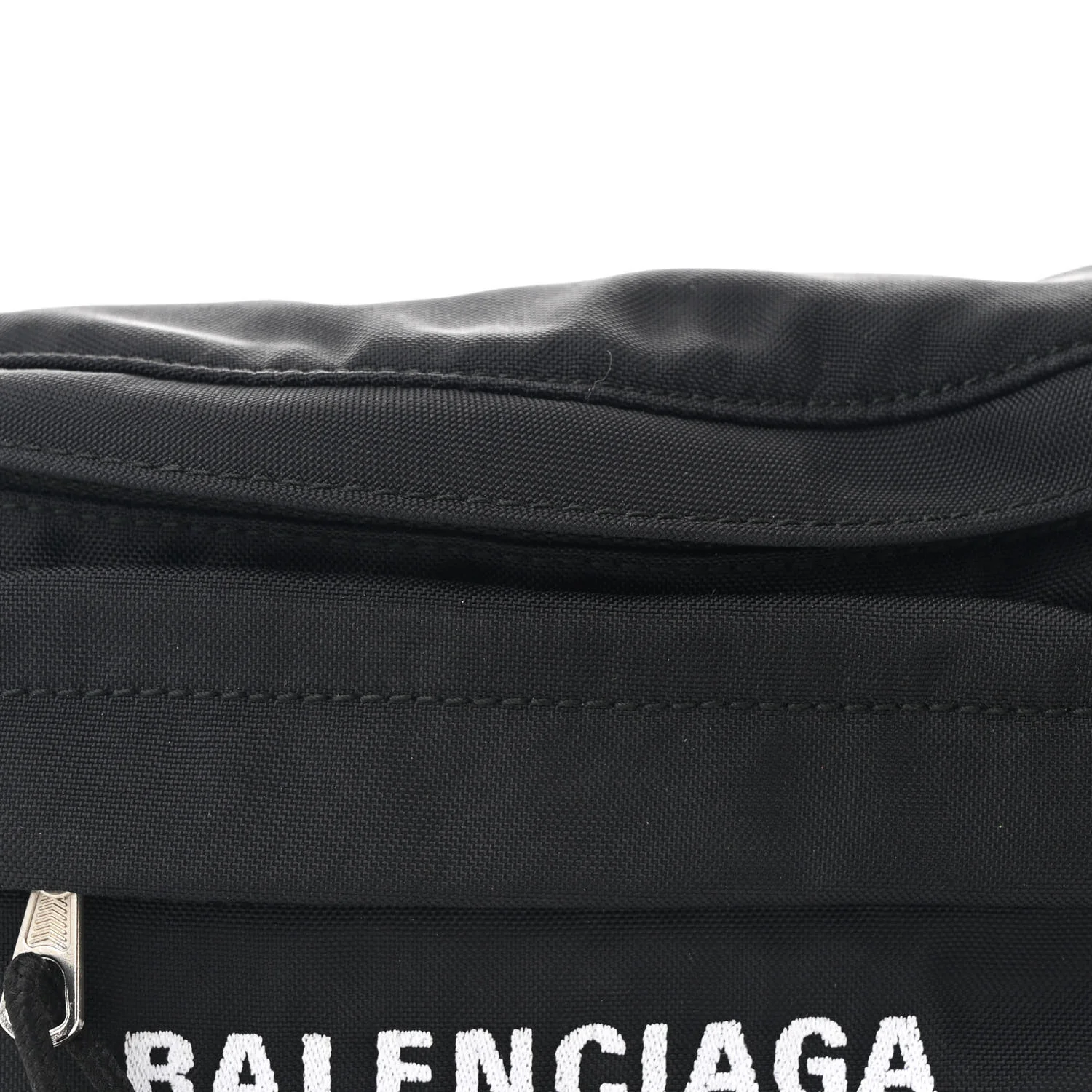 Sport Nylon Logo Embroidered Wheel Belt Bag Black White