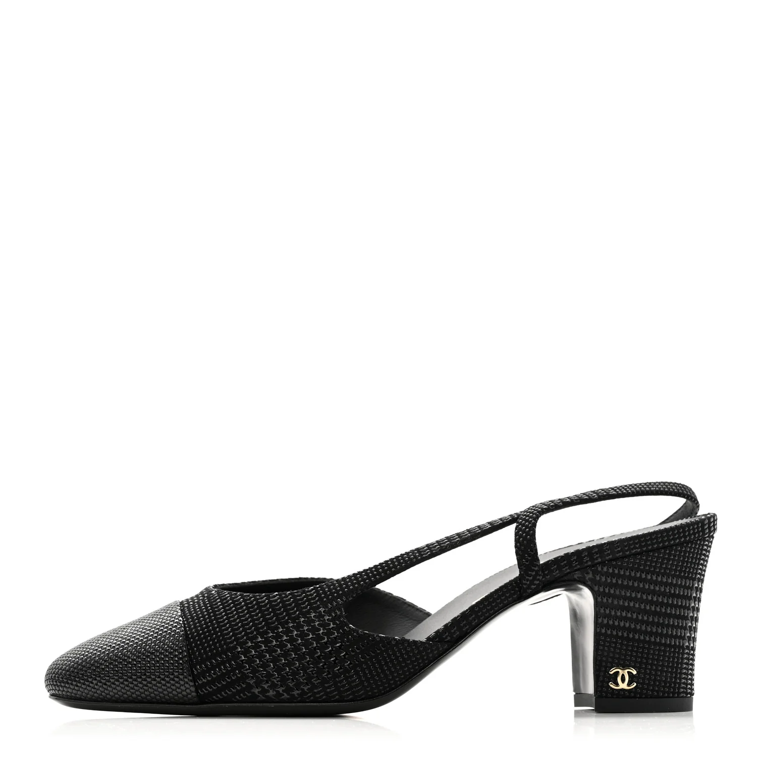 Suede Kidskin Cap Toe CC Slingback Pumps 39 Black