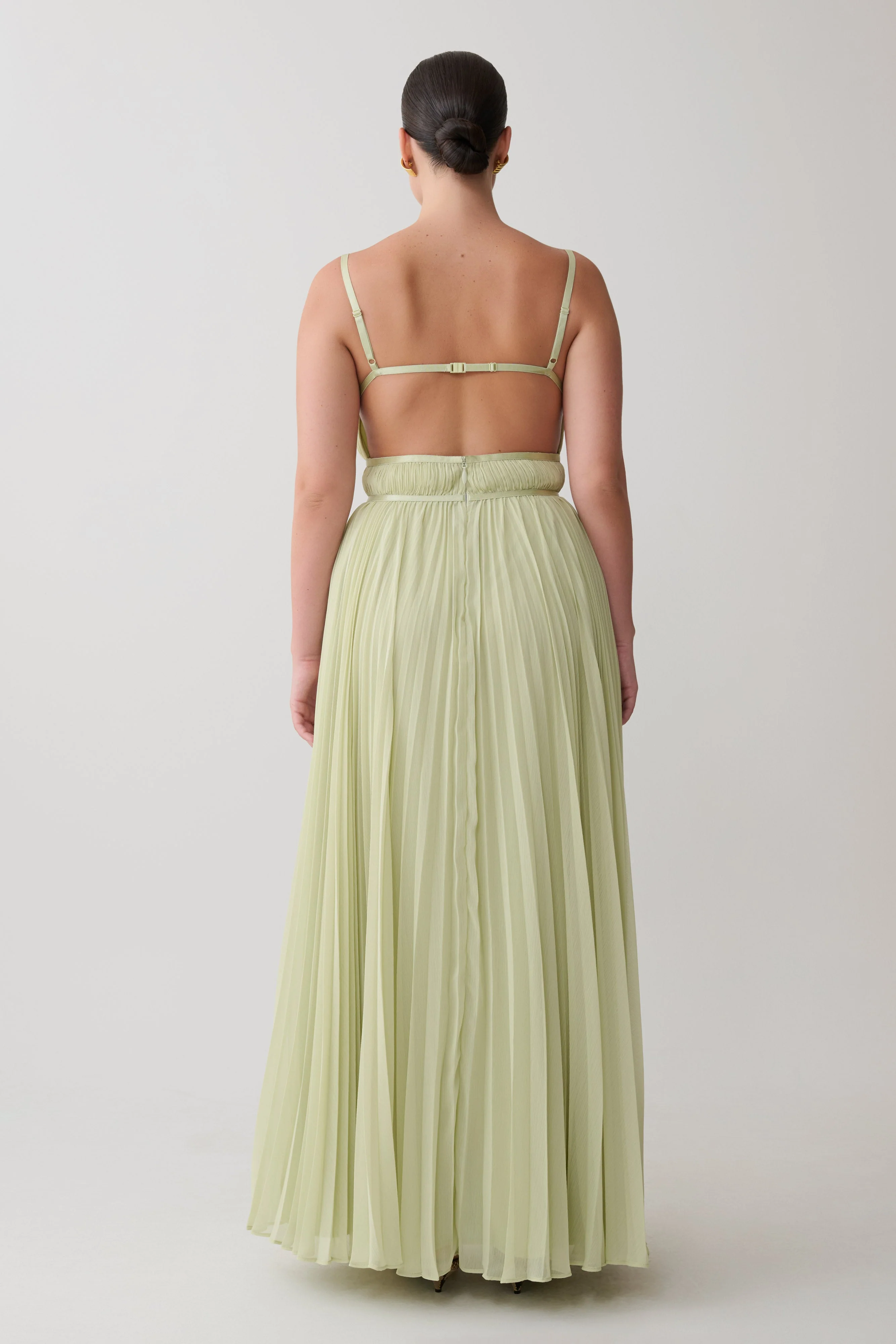 Clarisse Pleated Maxi Dress - Sage