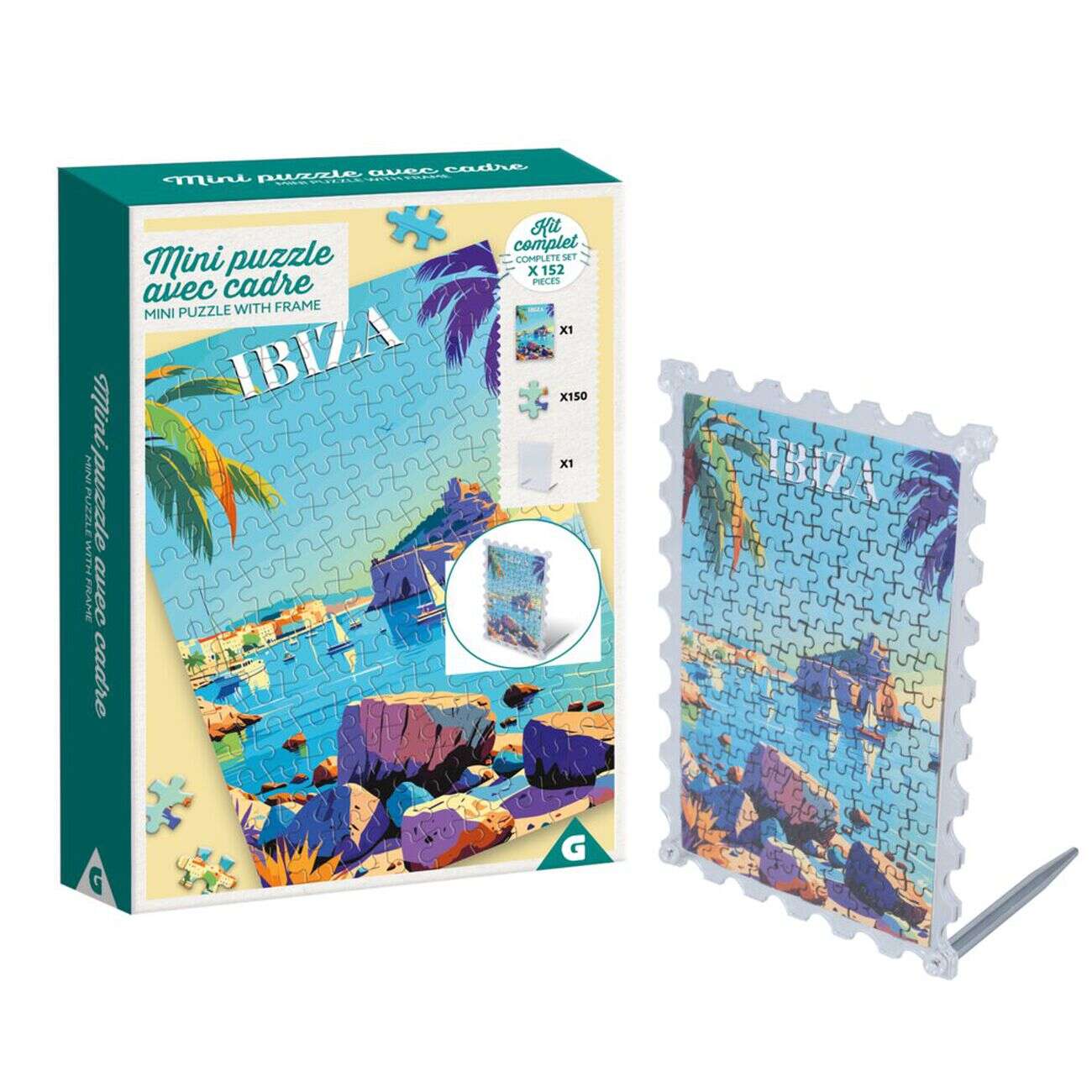 Mini puzzle cadre en carton 150 pièces 16,5x6xH12cm (4 modèles)