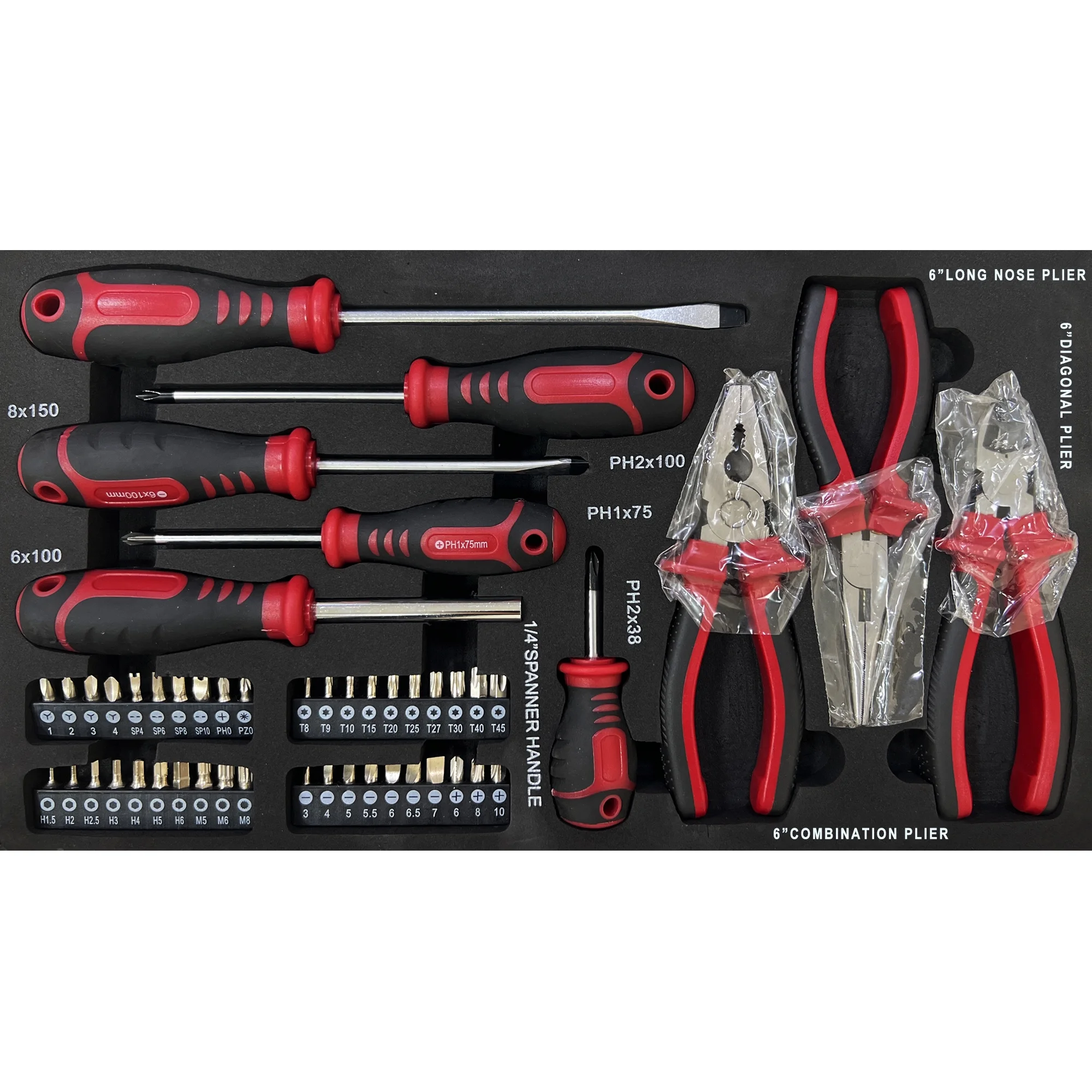 Tool Set 439pcs with 3 Drawers Tool Box Organizer, Mechanic Tool Set for Home, Tool Box Set 4-Tier Socket Wrench Ratchet Plier Nails, Home Tool Set Mechanics Kit for Adults Man Handyman, Red(Red) - Image 10