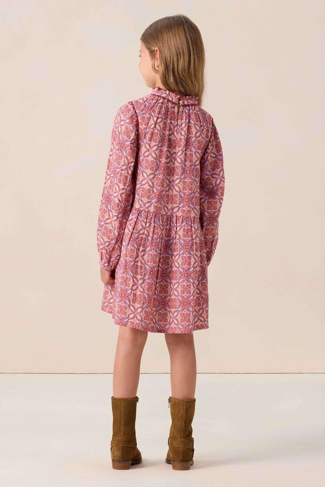 Donkerrode jurk met print