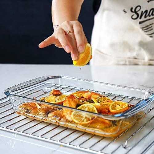 M MCIRCO 8 Piece Deep Glass Baking Dish with Lids, BPA free, Gray