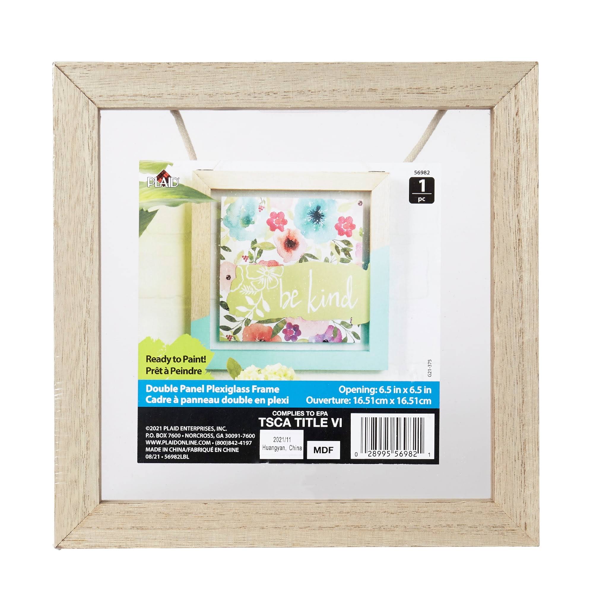 Plaid Wood Surfaces Square with Plexiglass Double Pane Frame - 1 Each