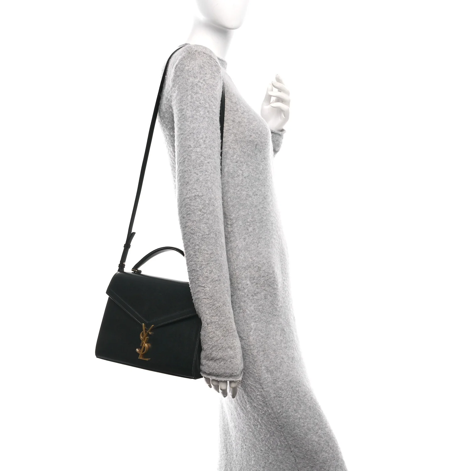 Smooth Calfskin Medium Classic Monogram Cassandra Top Handle Black