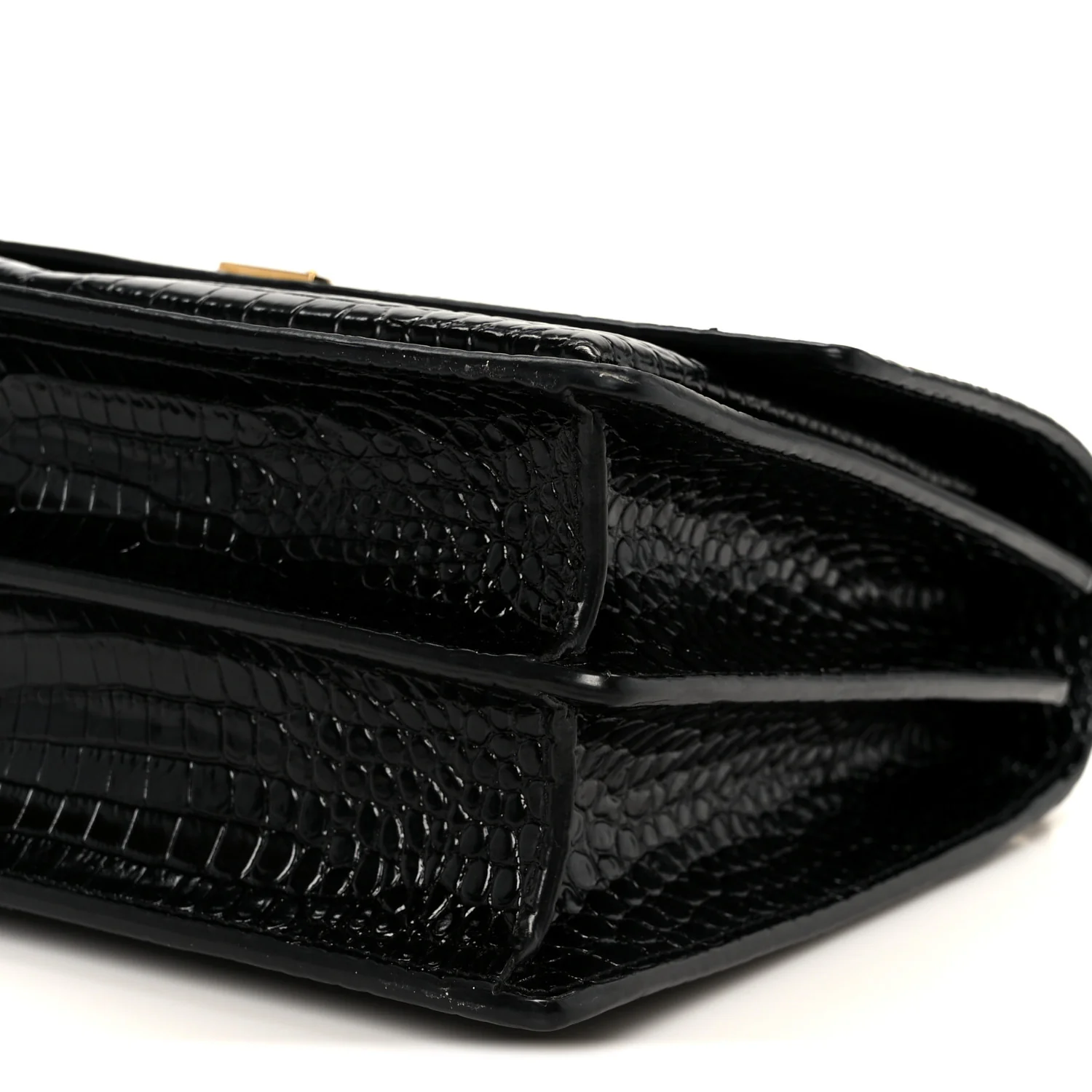 Calfskin Crocodile Embossed Large Monogram Sunset Black