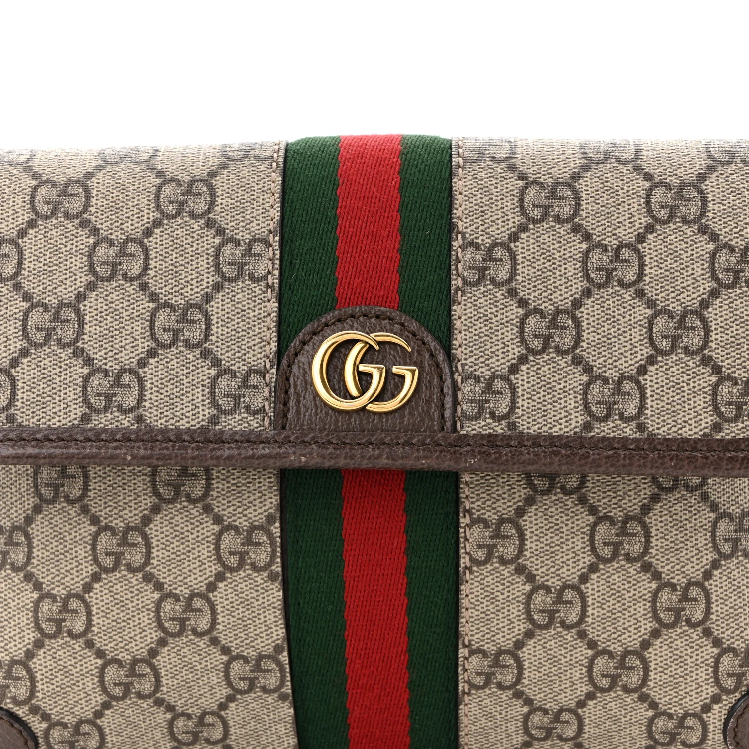 GG Supreme Monogram Web Small Ophidia Belt Bag Brown