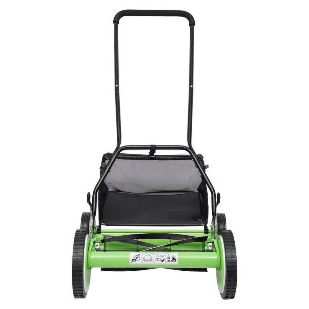 16-Inch Manual Reel Lawn Mower 4 Wheel w/Adjustable Cutting Height Grass Catcher - Image 10
