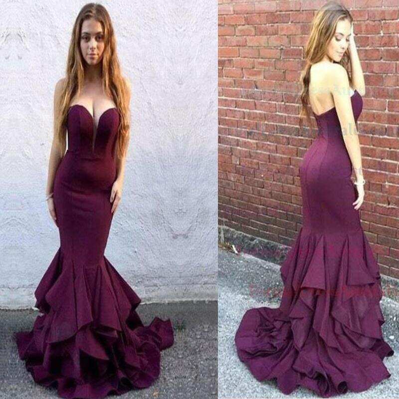 Long Sweetheart Strapless Mermaid Teens Prom Dresses, Evening Dresses for Women DMH16