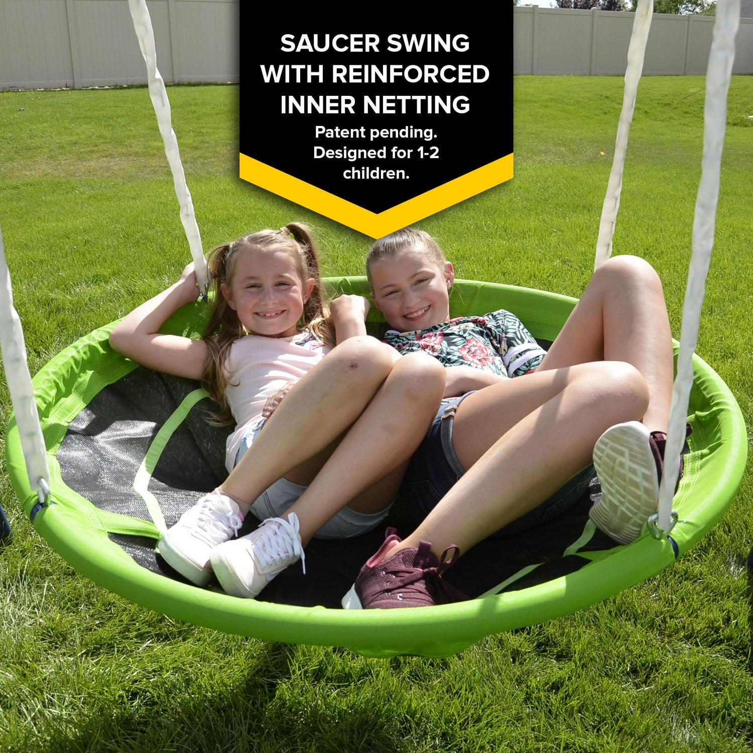 Outdoor Rosemead Metal Swing Set with Roman Glider. Saucer. 6.5#8242; Slide with Lifetime Warranty. and Bonus Anchor Kit. Great for Kids Aged 3-8 - Image 6