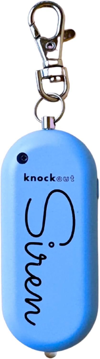 Knockout Siren - Periwinkle - Personal Security Alarm Keychain - Rechargeable - Easy to Use - Super Loud,130 DB, LED Flashlight, Emergency Safety Alarm for Women, Men, Children, Elderly - TSA Approved