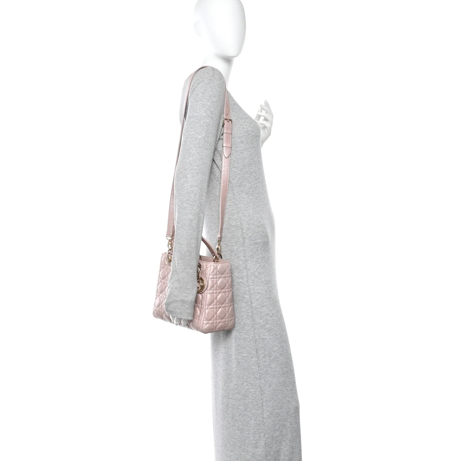 Pearly Lambskin Cannage Medium Lady Dior Lotus