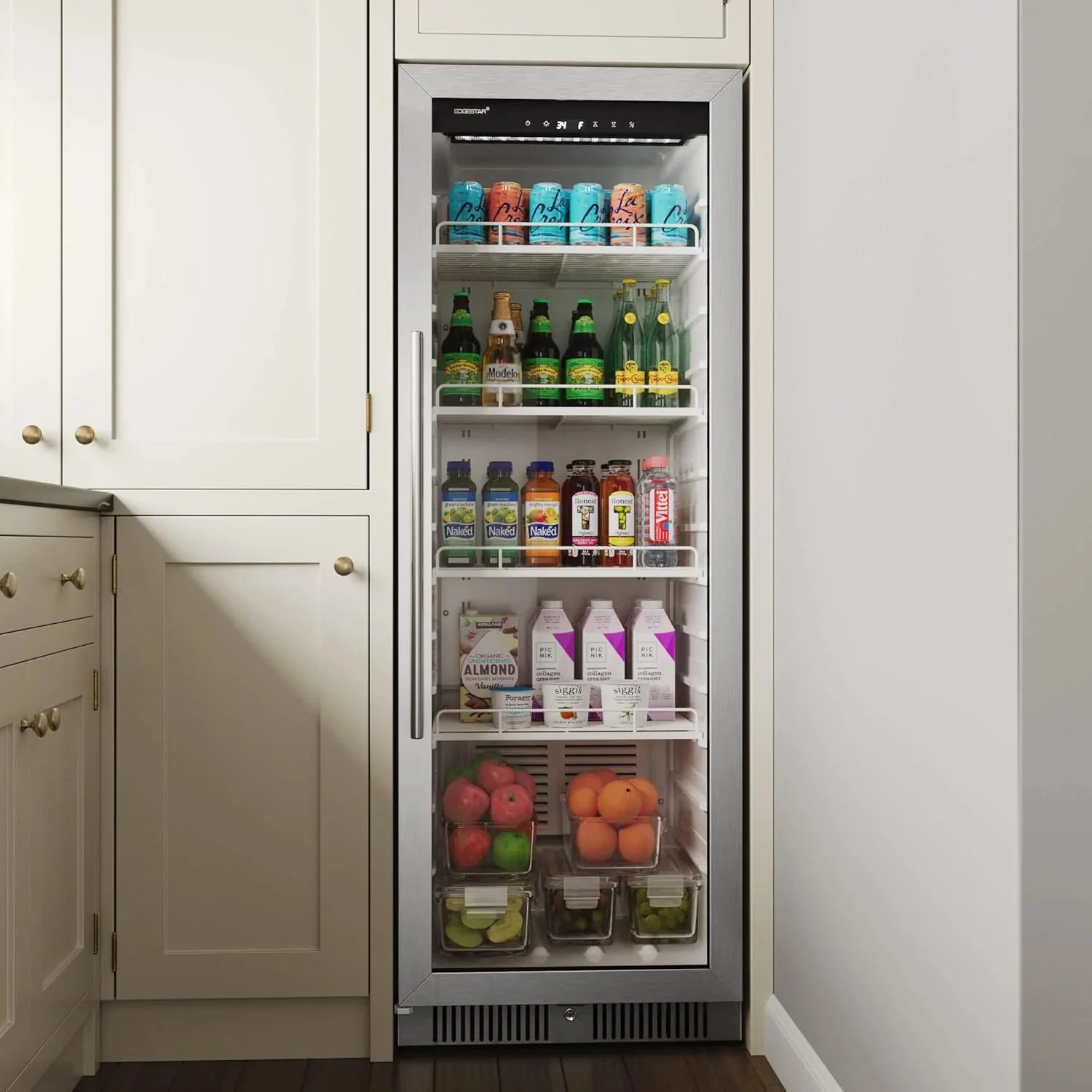 22" Wide 10.1 Cu. ft. Commercial Beverage Merchandiser - Stainless Steel, Temp Alarm, Reversible Door
