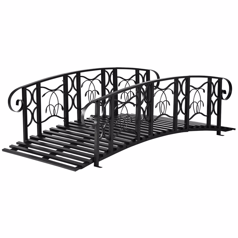 Aimee Lii 6' Metal Arch Backyard Garden Bridge with 660 lbs. Weight Capacity, Safety Siderails, Easy Assembly for Backyard Creek, Stream, Pond, Outdoor Garden Bridge, Black