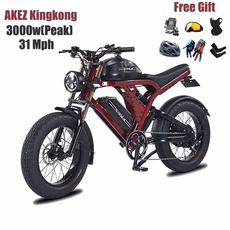 Peak 3000W Kingkong 1500W Electric Bike,31MPH Electric Dirt Bike for Adults,48V41A Dual Removable Battery Mountain Ebike,20'' Fat Tire Ebike,7Speed,Hydraulic Brake(Gray) - Image 5
