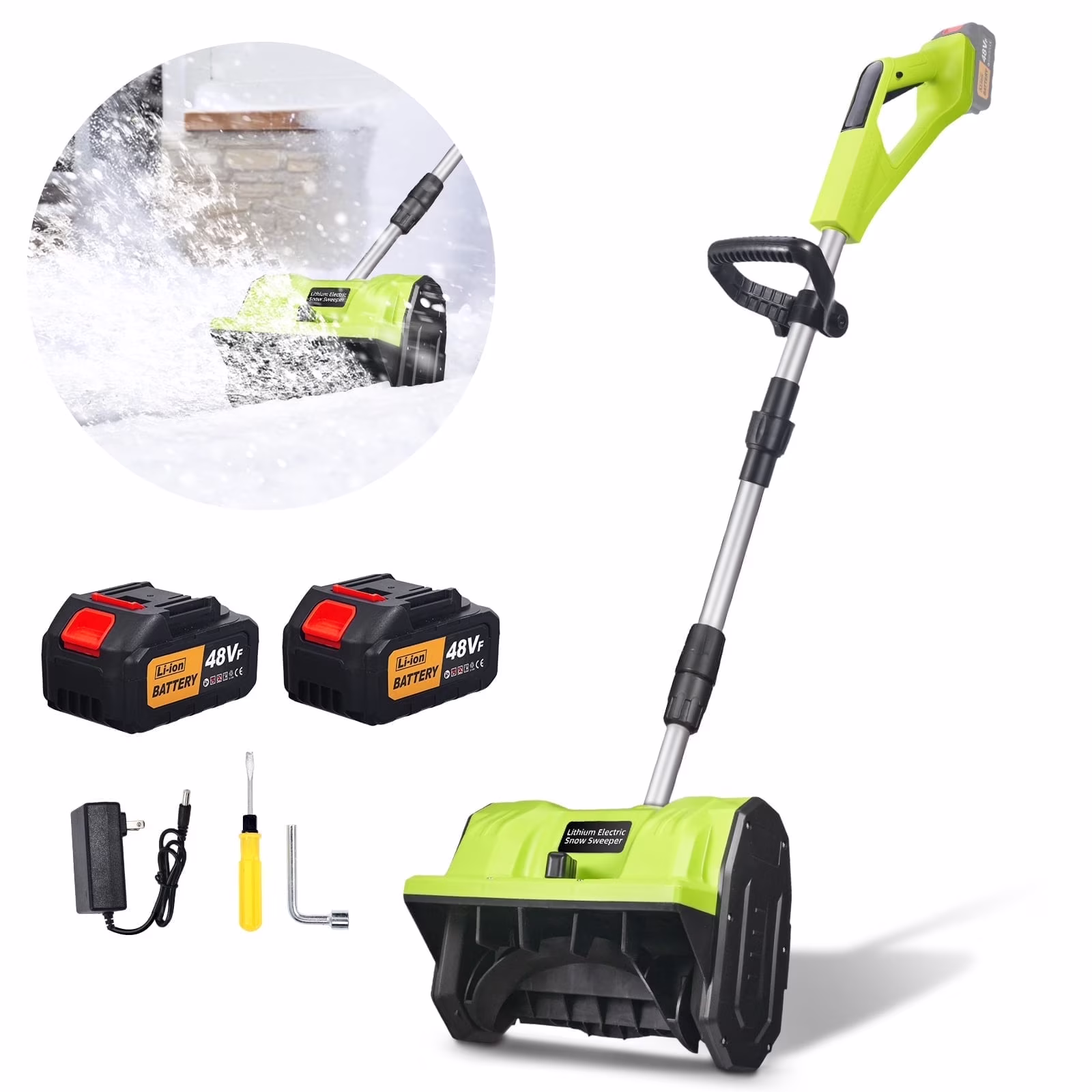 Cordless Snow Blower, 21V 12 Inch Electric Snow Shovel with 3000mAh Battery Fast Charger