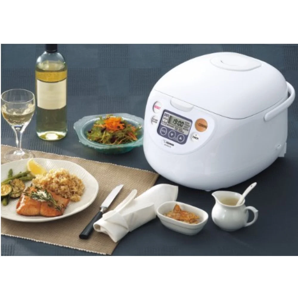 Zojirushi Micom Rice Cooker and Warmer (10 - Cup/ Cool White) with Rice Washing Bowl and Bamboo Spoon