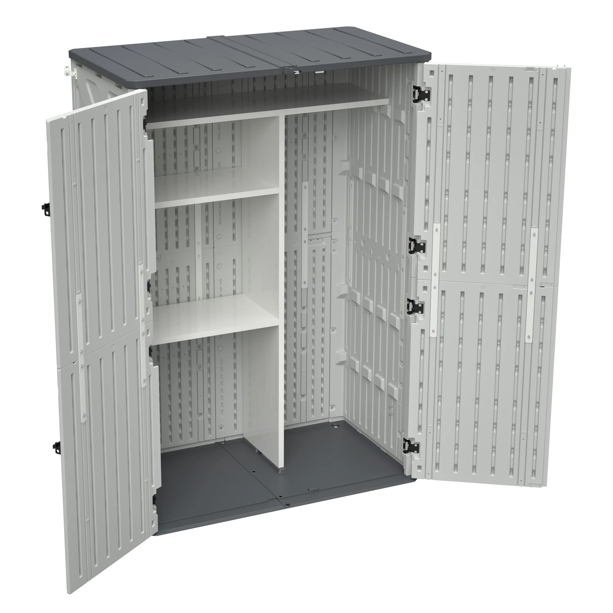 AECOJOY 61.6 Cu.ft Outdoor Resin Storage Shed with Easy Lift Hinges & Adjustable Divider