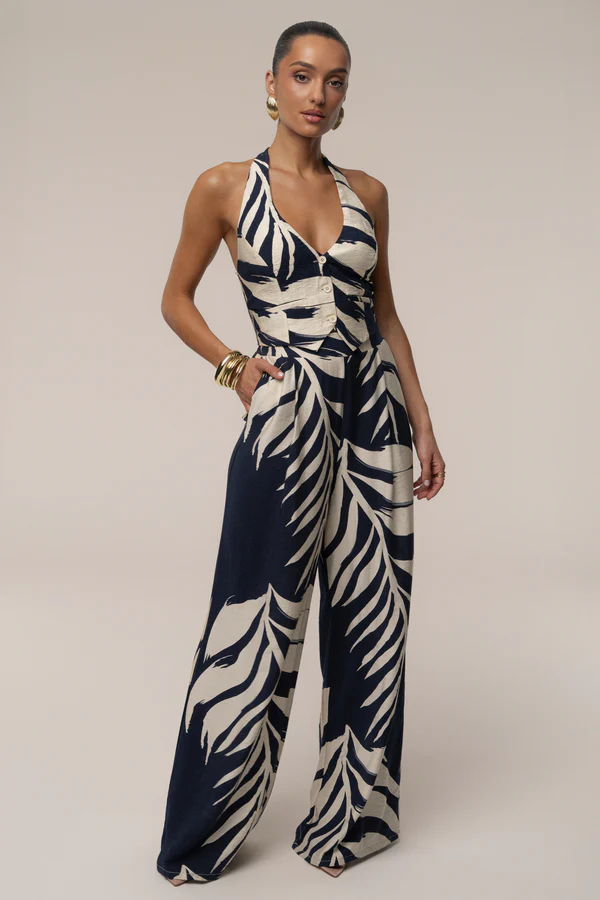Navy Palm Print Tropical Daze Pant Set