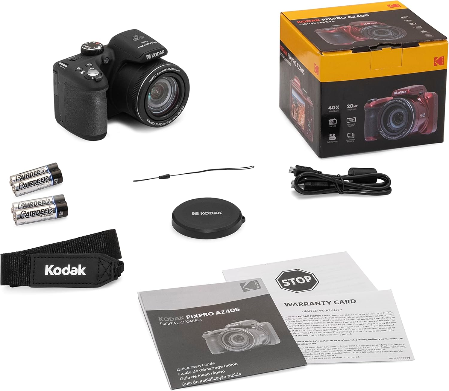 Kodak PIXPRO AZ405-BK 20MP Digital Camera  40X Zoom  24mm Wide Angle Lens  Image Stabilization  1080p Full HD Video  3