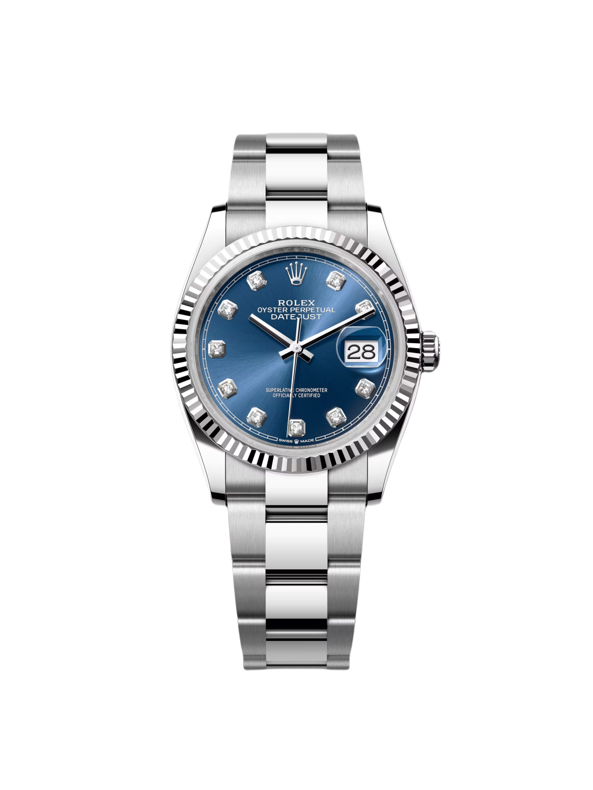 【Super Clone】RLX  Datejust 36mm 126234 Blue Diamond Dial Stainless Steel Jubilee Mens Watch