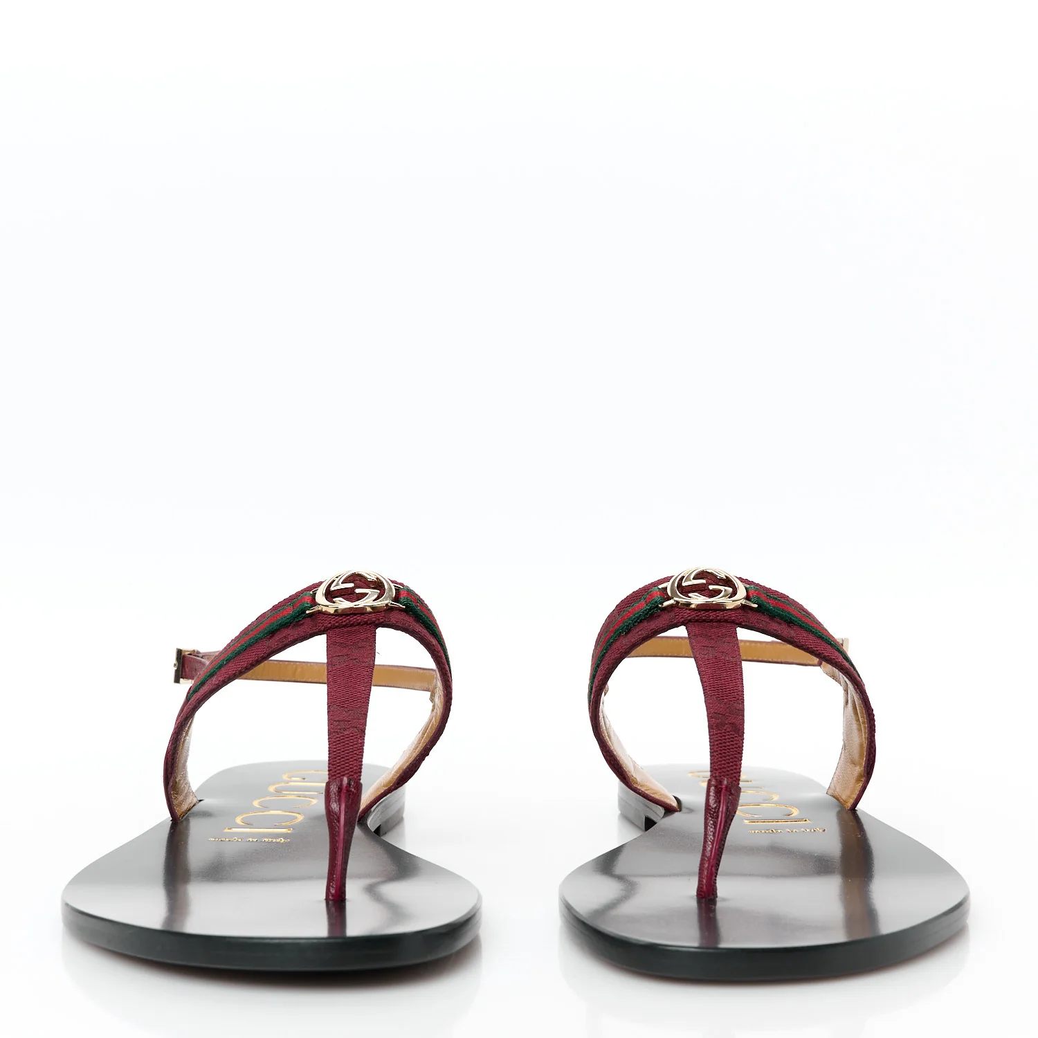 New Canvas GG Malaga Kid Web Interlocking G Womens Thong Sandals 40.5 Rosso Ancora