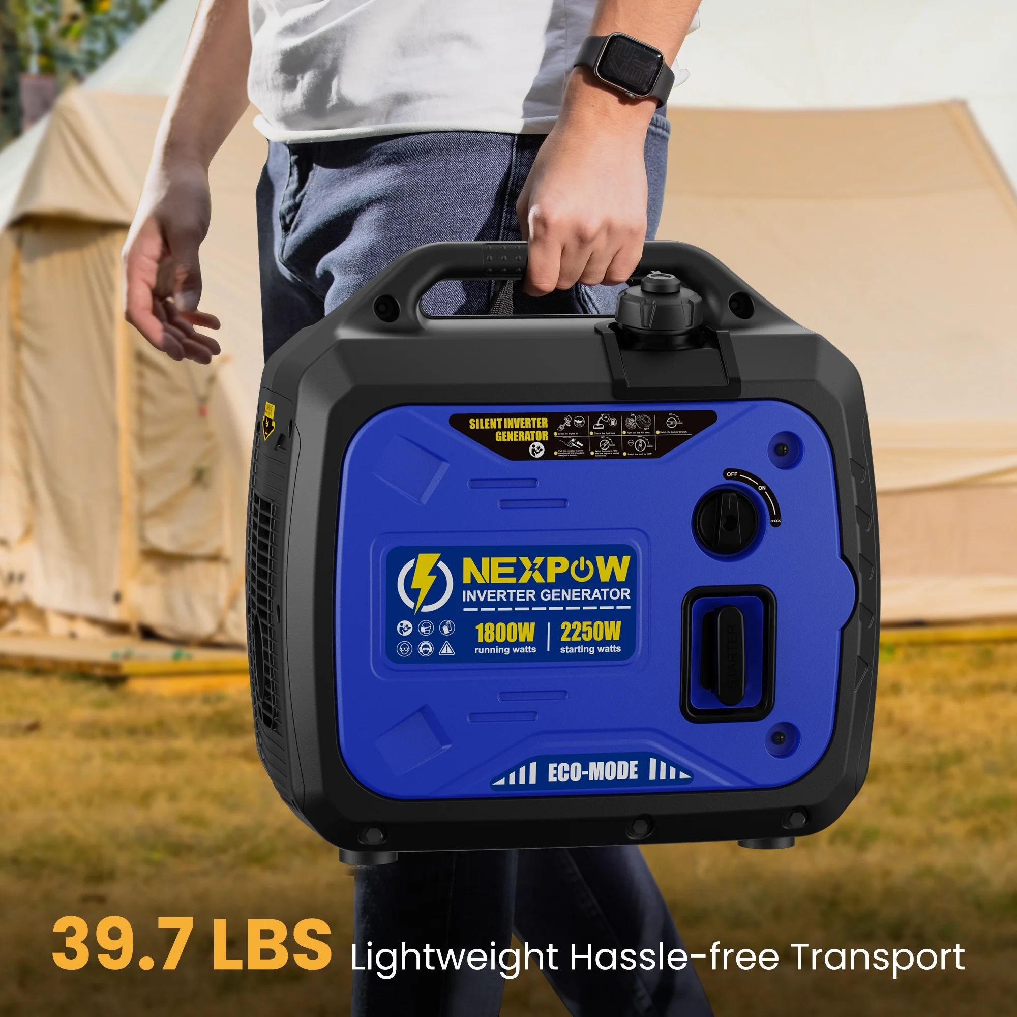 2250W Portable Inverter Generator, Gasoline Power Quiet Lightweight for Backup Home Camping, Eco-Mode Feature, Parallel Capability, EPA Compliant(2250 W) - Image 6