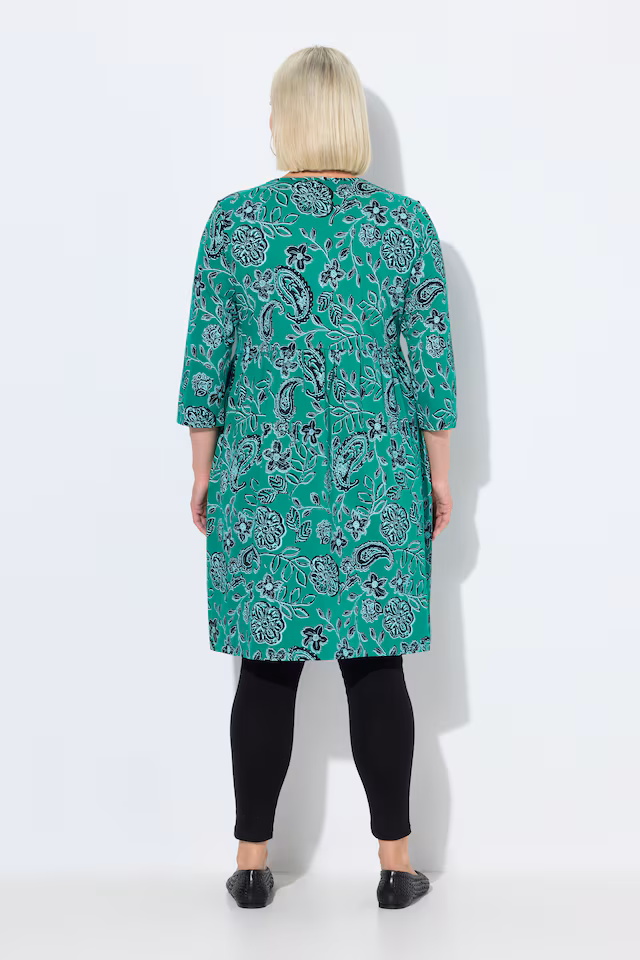 Floral Paisley Empire Knit A-Line Pocket Dress