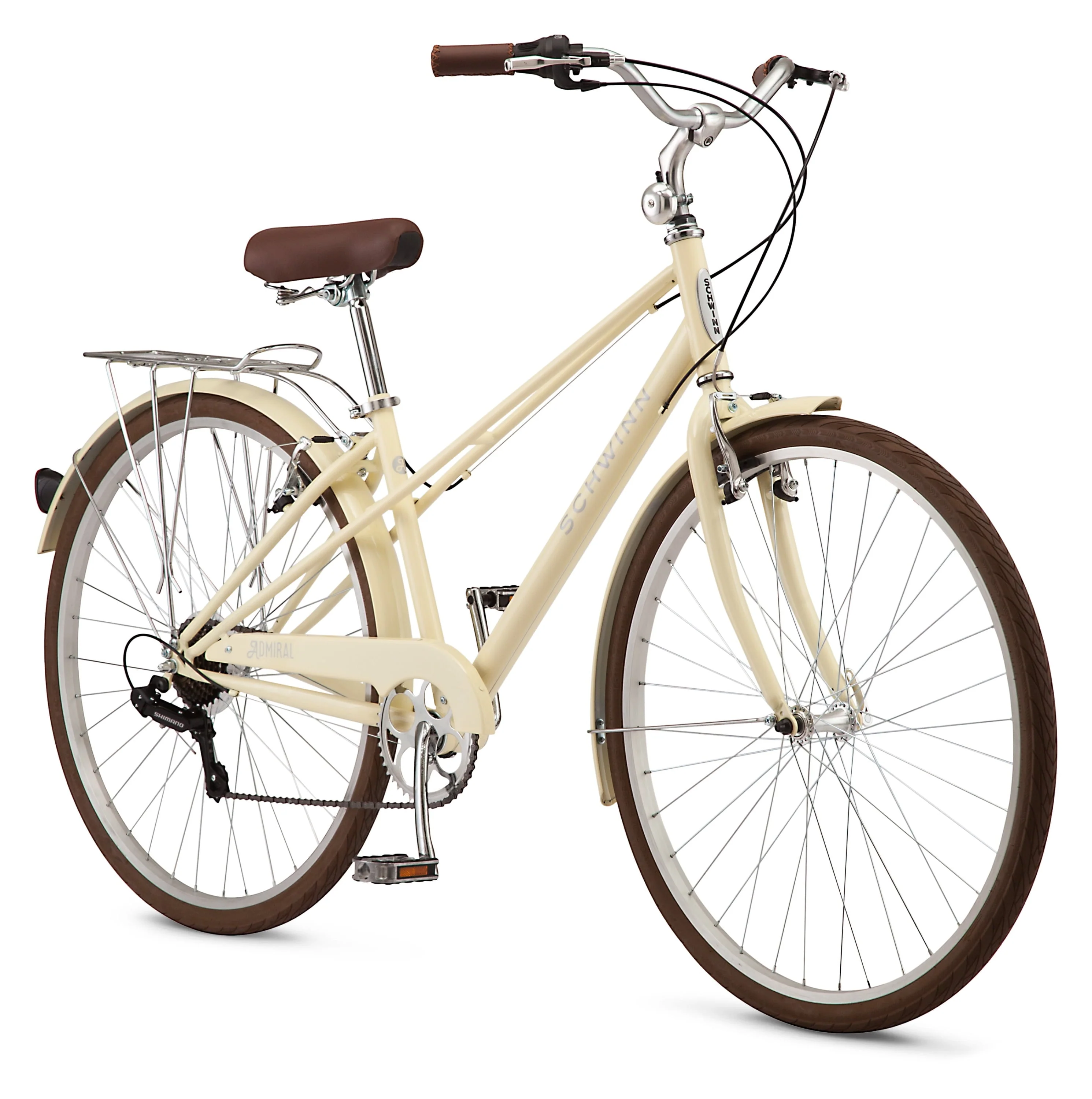 Admiral 700c Adult Hybrid Bike, 7 Speed Womens Bike, Cream