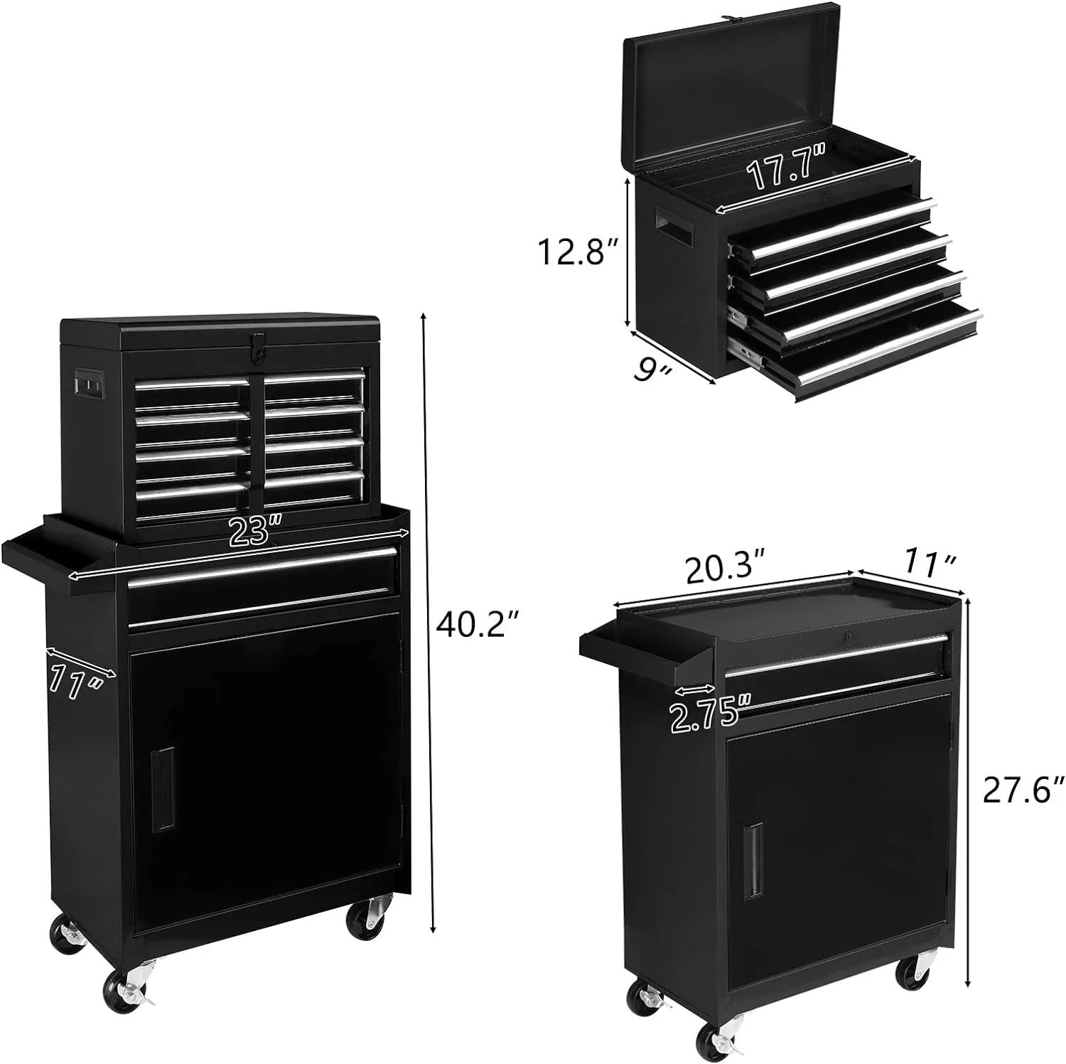 Ktaxon, 44.09 lb, 22.95 Steel 5-Drawer Rolling Tool Chest Black