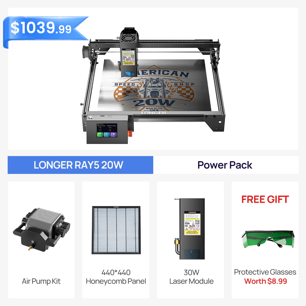 Graveur laser RAY5 10W/20W plus long