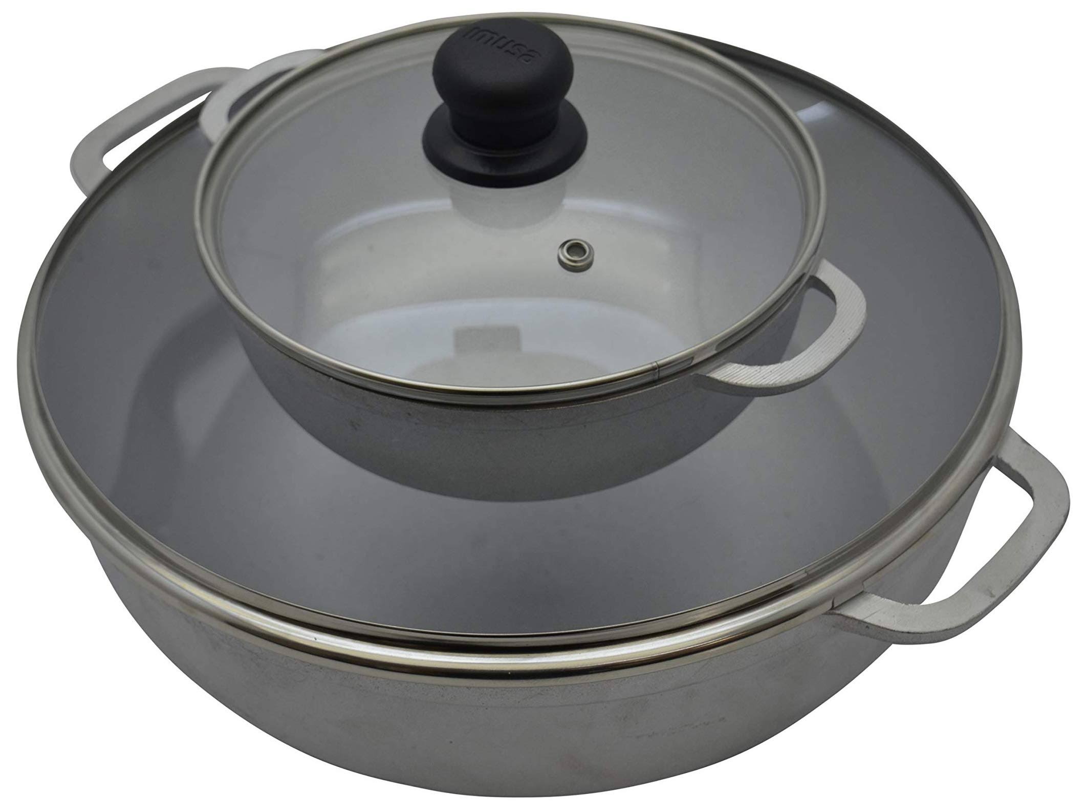 IMUSA 2 Piece Cast Aluminum Caldero Set with Glass Lid, Silver