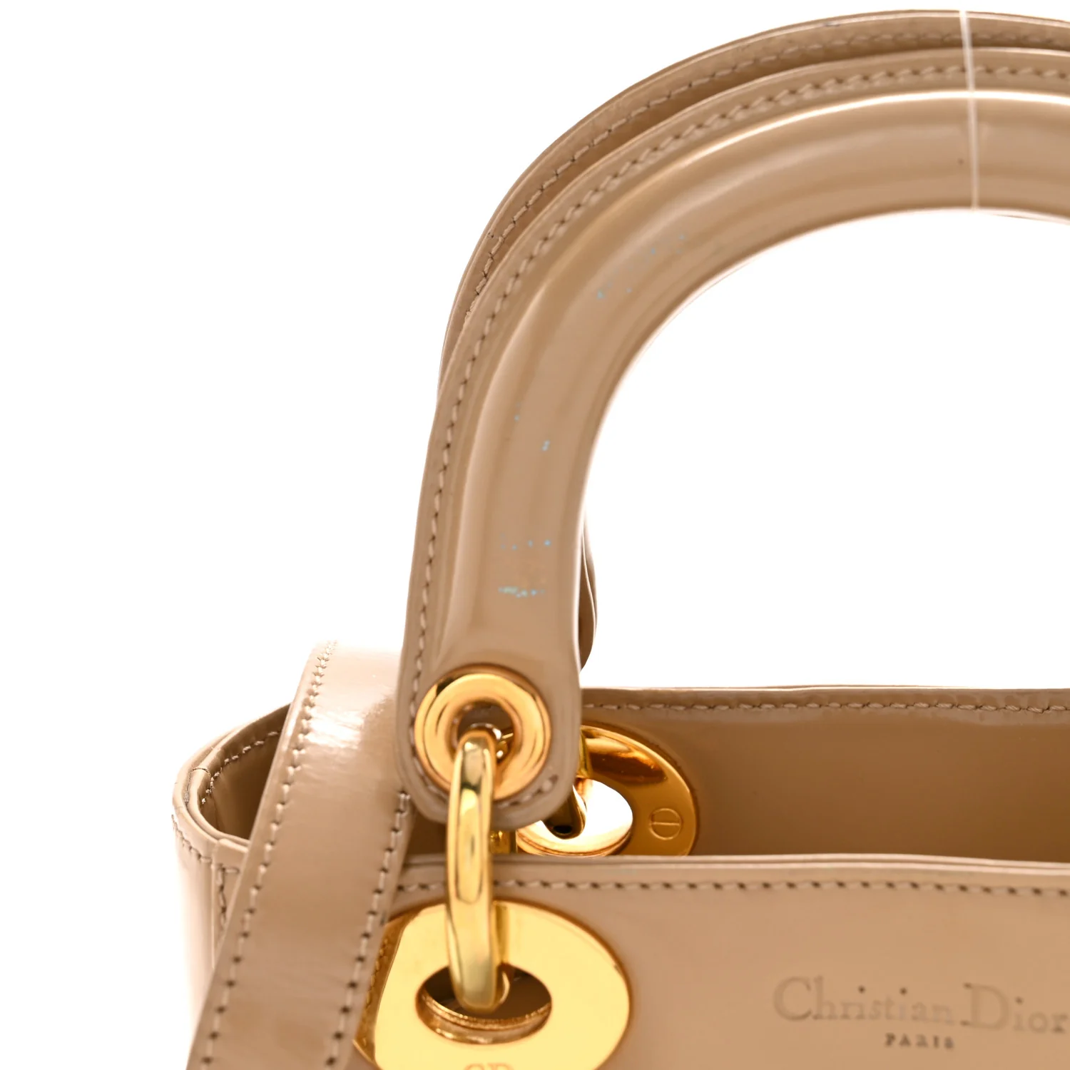 Patent Mini Lady Dior Beige
