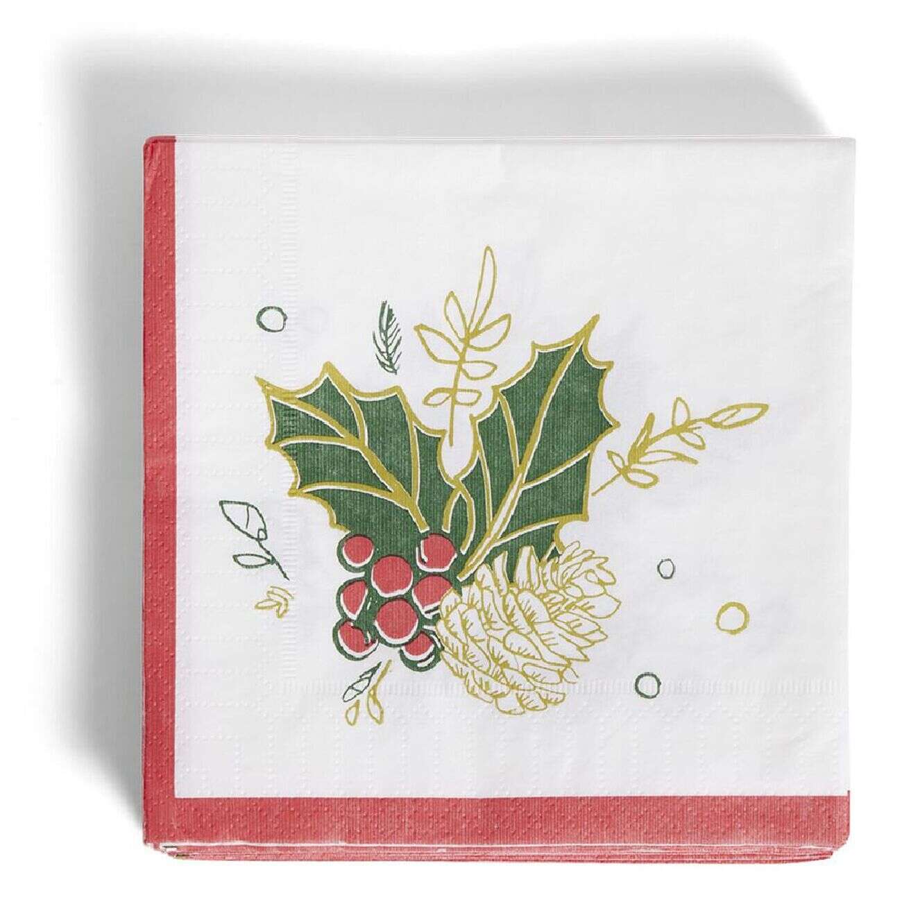 Serviette papier Noël motif houx blanc et rouge x20