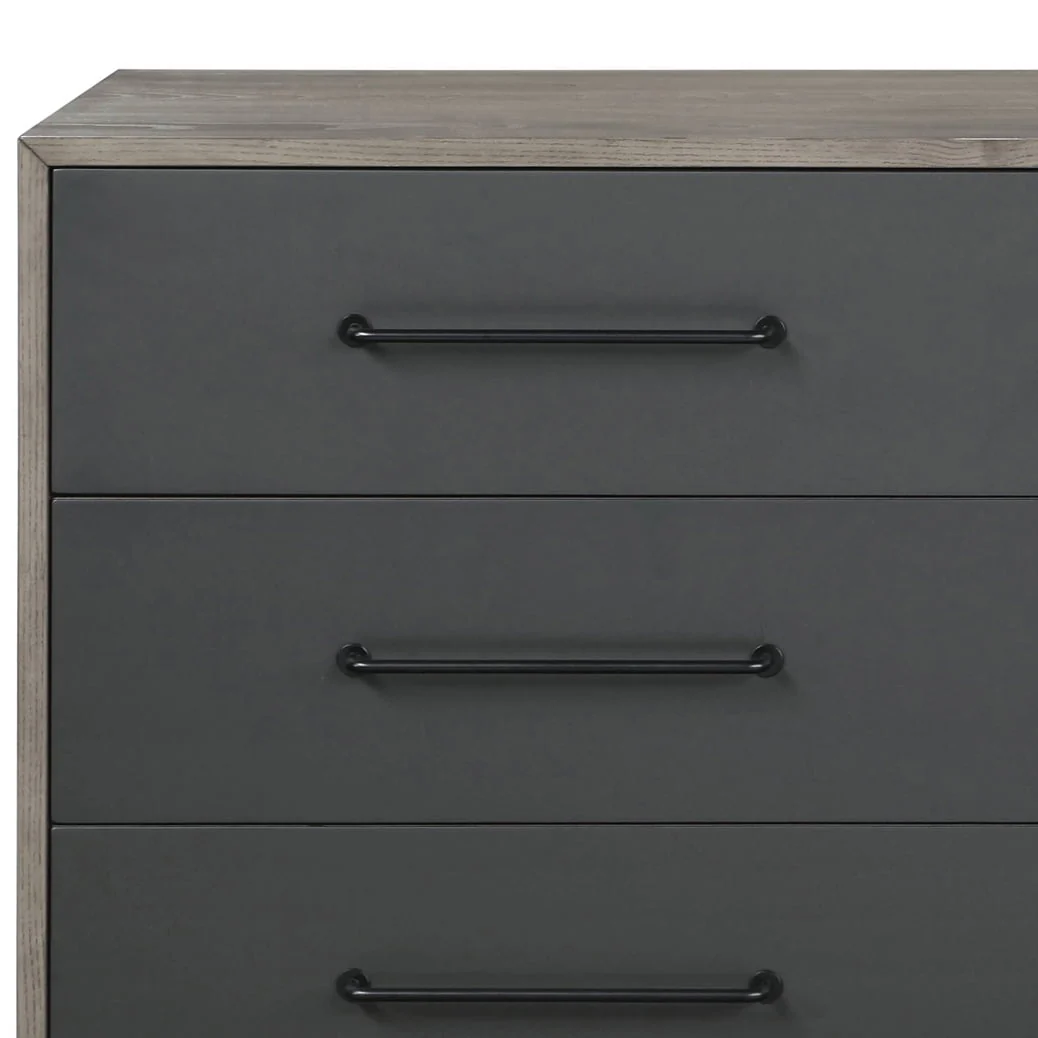 ACME Estevon 6 - Drawer Rectangular Dresser in Gray Oak and Black