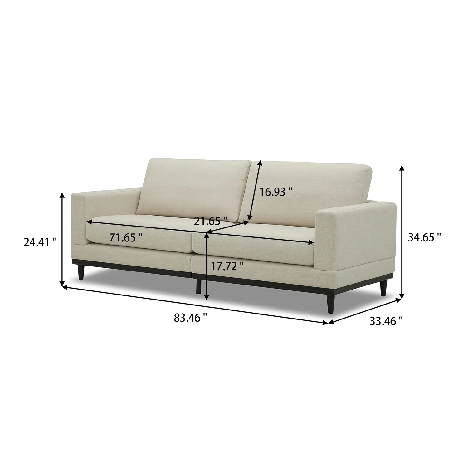 Better Homes & Gardens Springwood Wood Frame 83.46 Couch, Beige Velvet