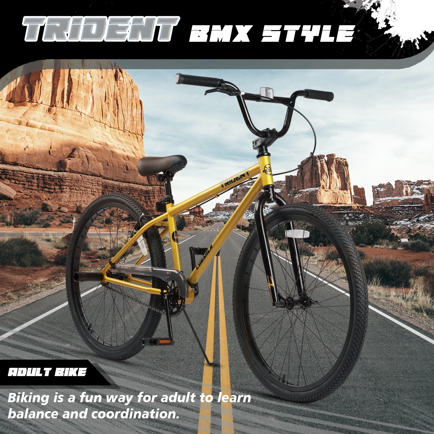 Cubsala 24 in BMX Race Bike Trident Bicycles Beginner - Level to Advanced Riders with 2 Pegs Trick Cycling and Professional Riding, Black