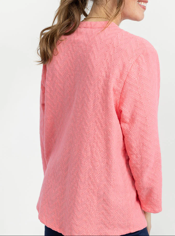 Chemisier femme en coton rose corail