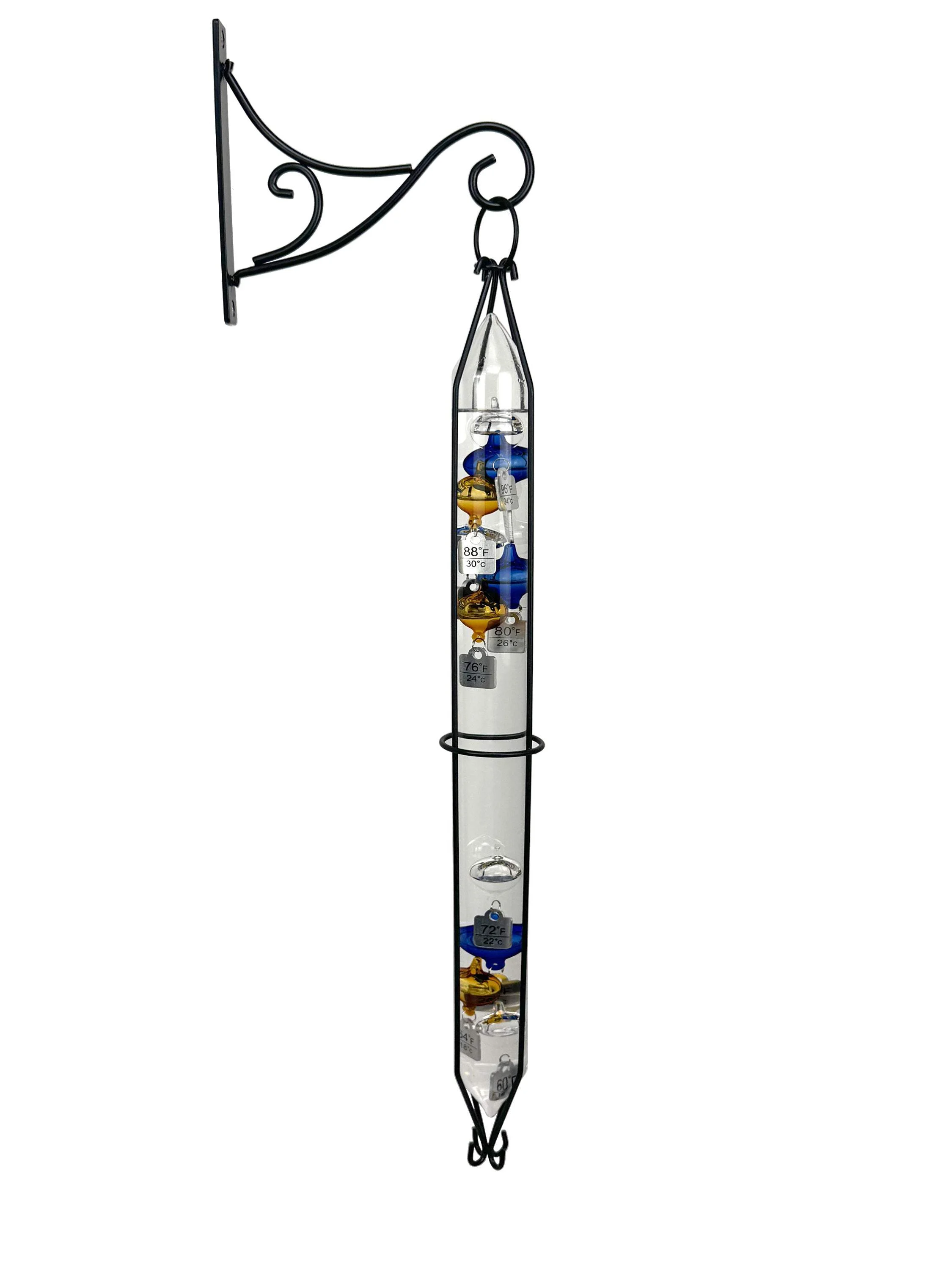 Outdoor Hanging Galileo Thermometer, Colored Glass Orbs with Free Bracket - Image 2