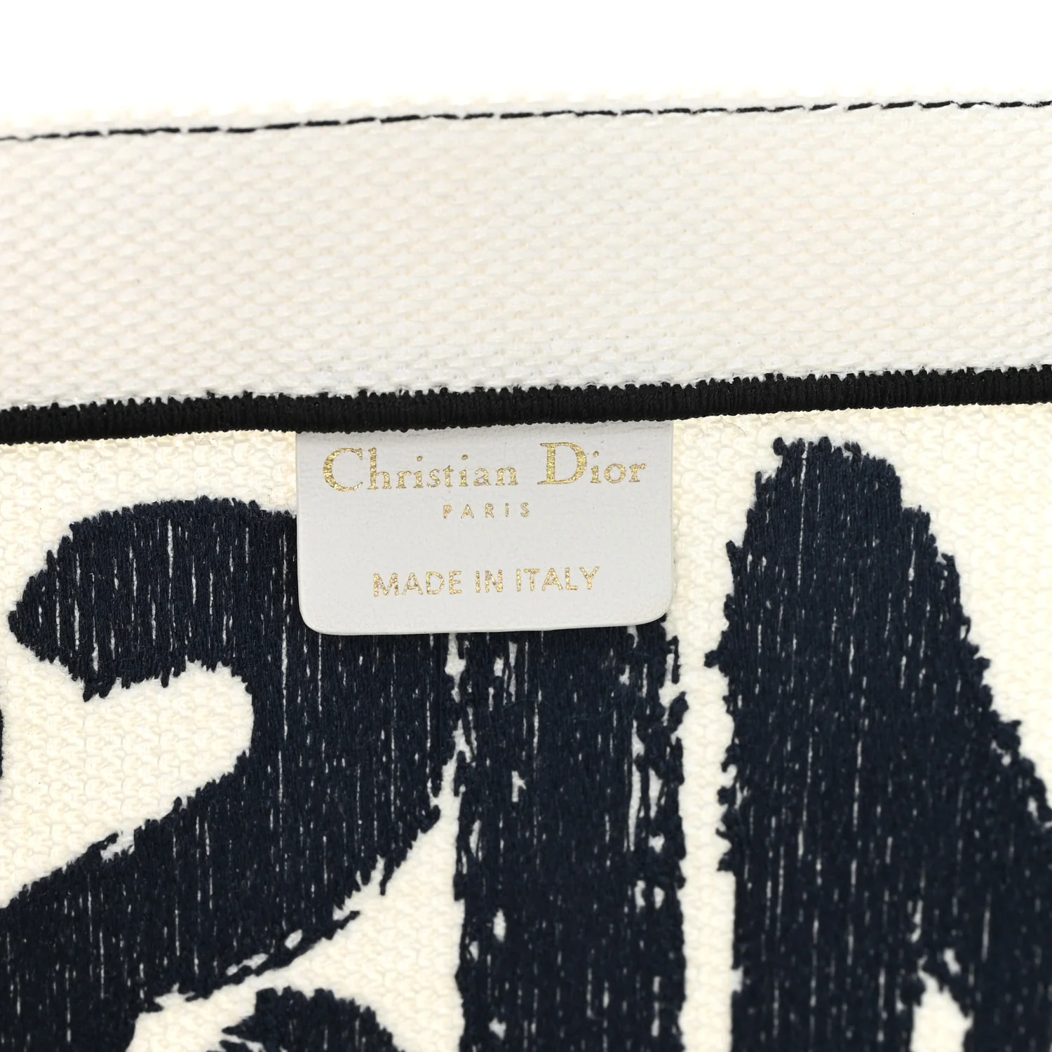 Canvas Embroidered Medium Miss Dior Graffiti Book Tote Navy White