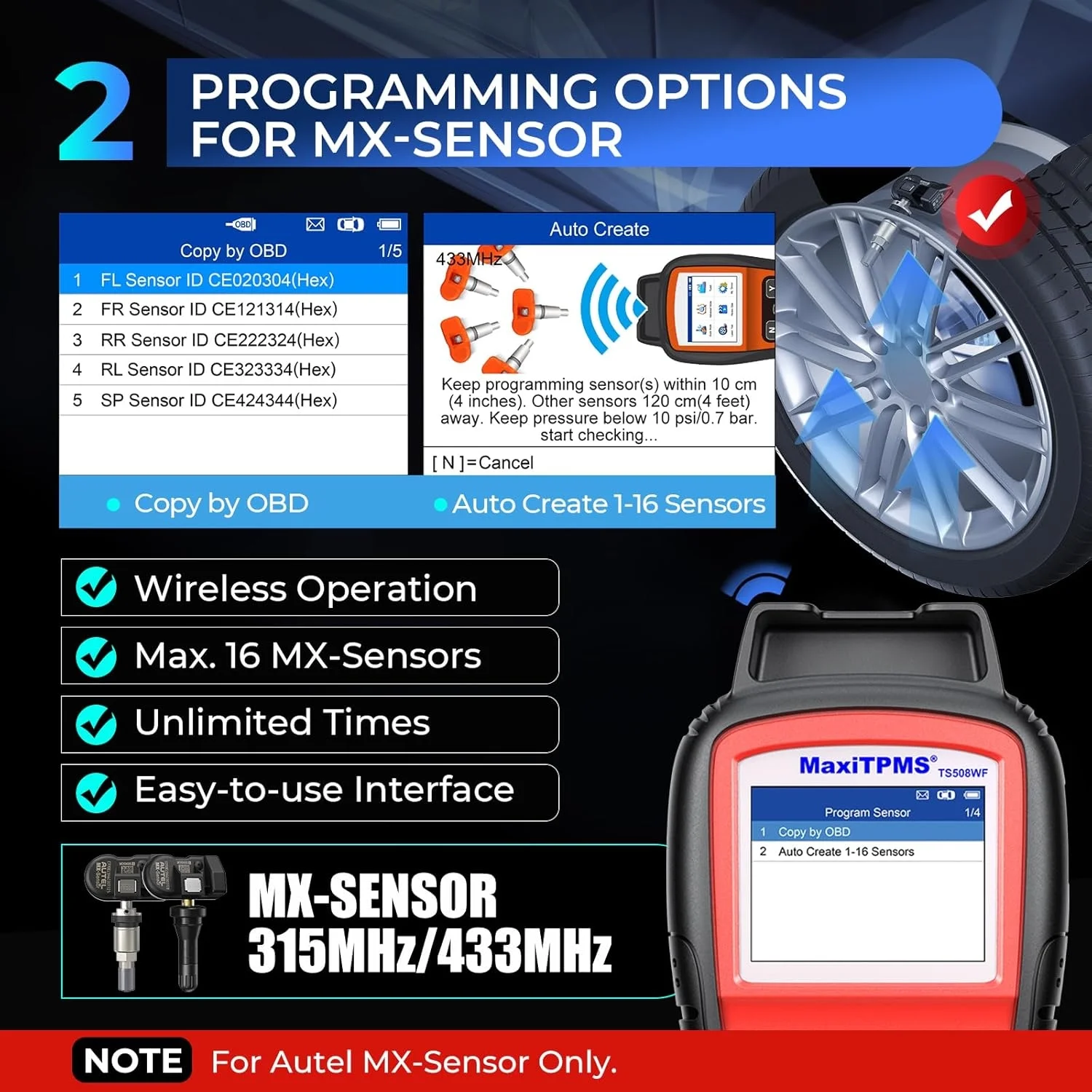 TS508WF TPMS Tool, 2025 Enhanced Wi-Fi Ver. of TS508 TS501 PRO TS408S TS601, MX-Sensor TPMS Progamming Tool, TPMS Diagnosis/Reset TPMS Relearn Tool, Read/Clear TPMS DTCs - Image 3