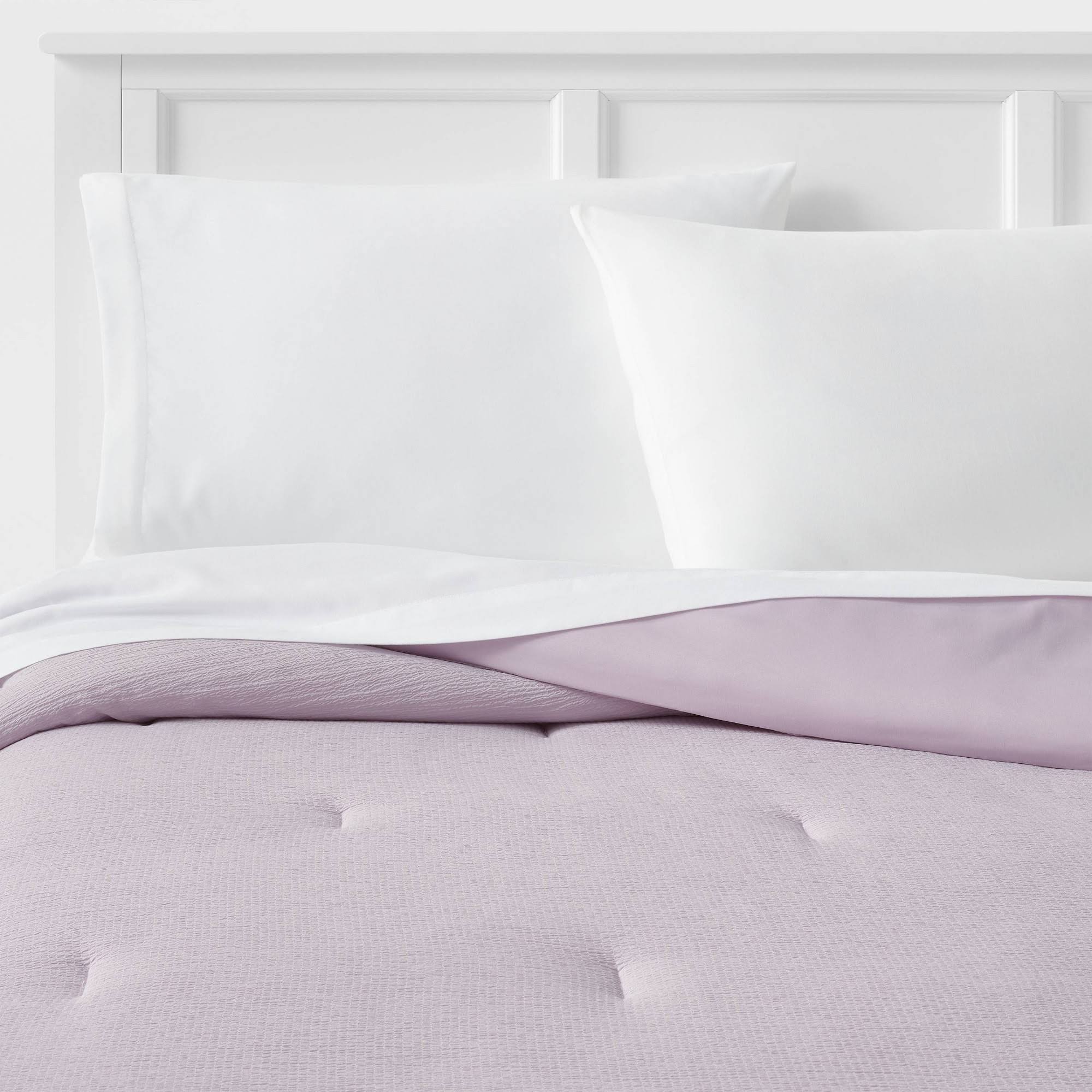 Twin/Twin Extra Long Microfiber Micro Texture Comforter Light Purple - Room Essentials