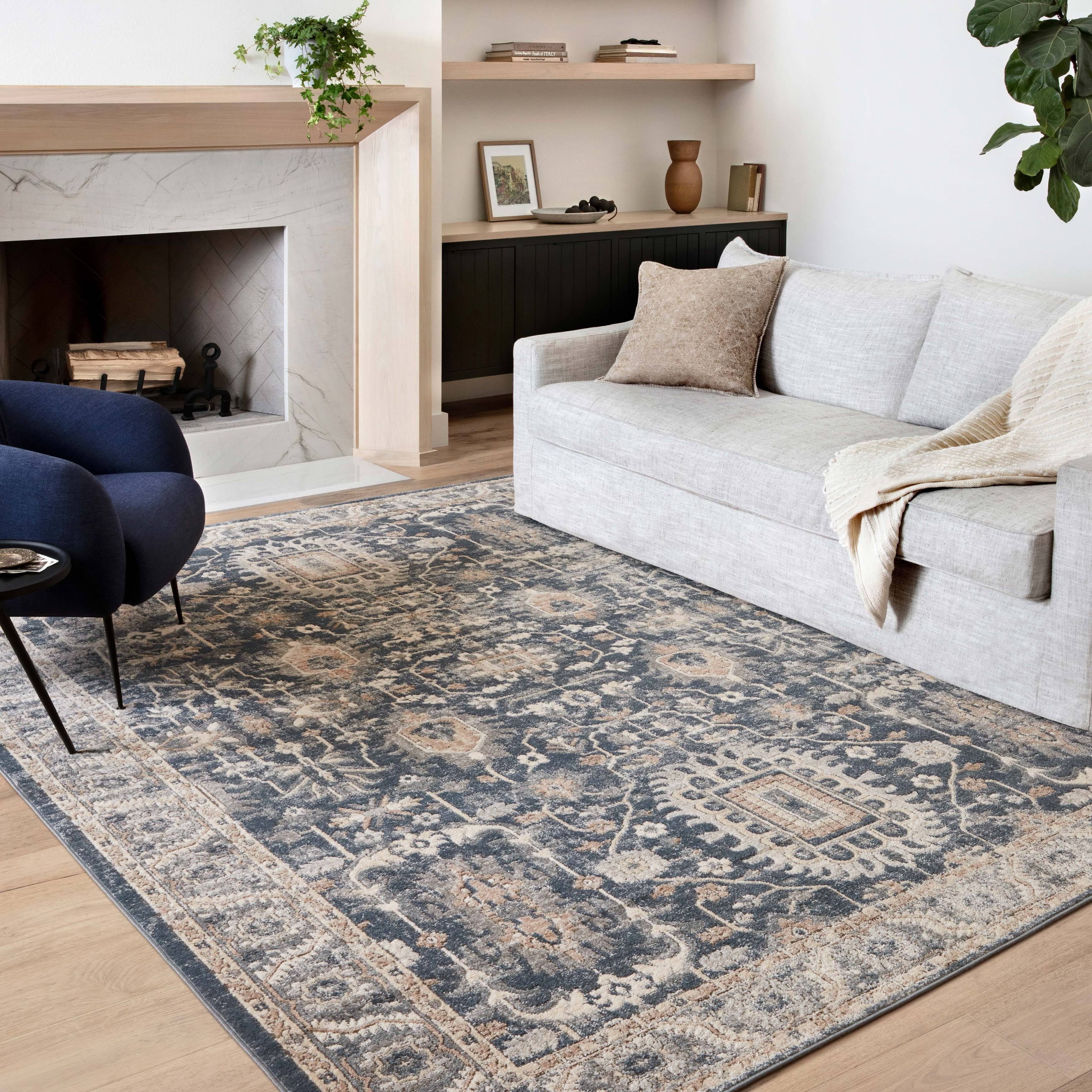 Alexander Home Josefina Ornamental Ironwork Traditional Rug - 53x22 x 76x22 - Denim / Pebble