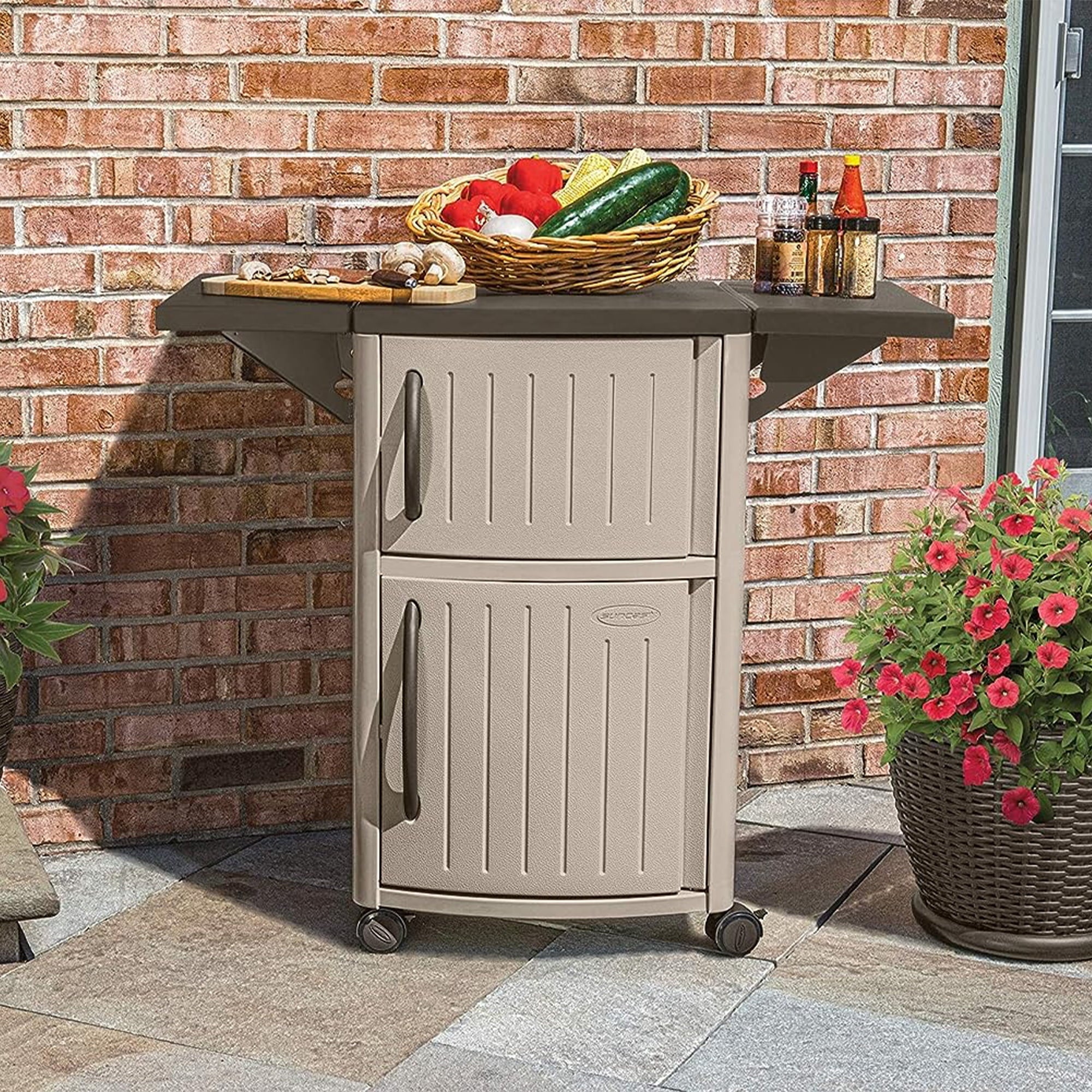 Suncast DCP2000 Portable Outdoor Prep Serving Grill Station Table and Cabinet Image 9
