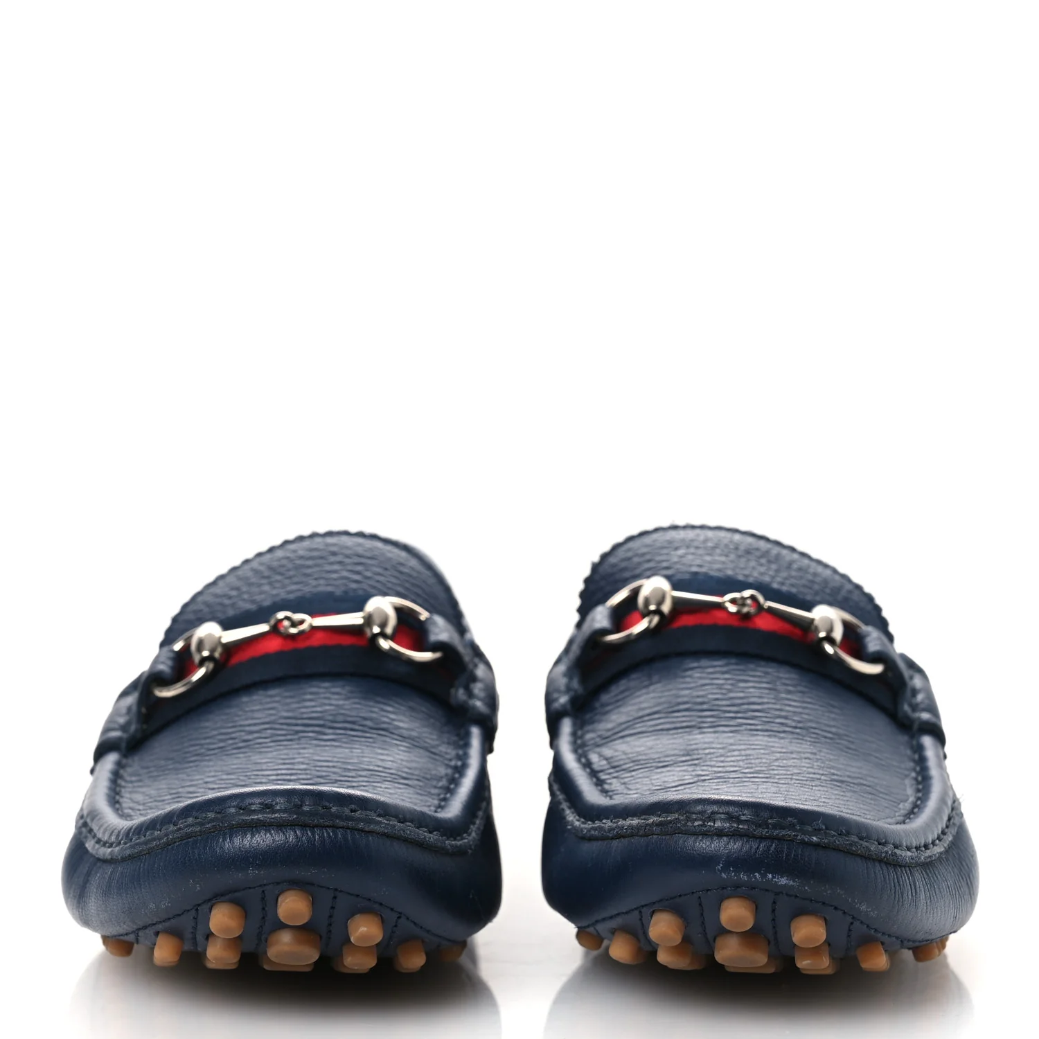 Road Calfskin Web Mens Horsebit Driver Loafers 9 Maritime