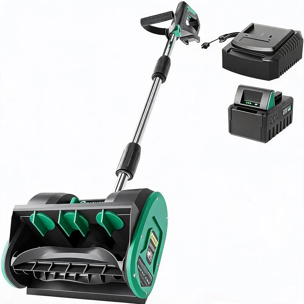 Garvee 12" Snow Blower Cordless - Snow Shovel for Driveway, 16.5 ft Snow Throwing Distance, 20V 1 * 4.0Ah Battery & Quick Charger, Adjustable Handle, for Walkways Deck Stair Snow Removal