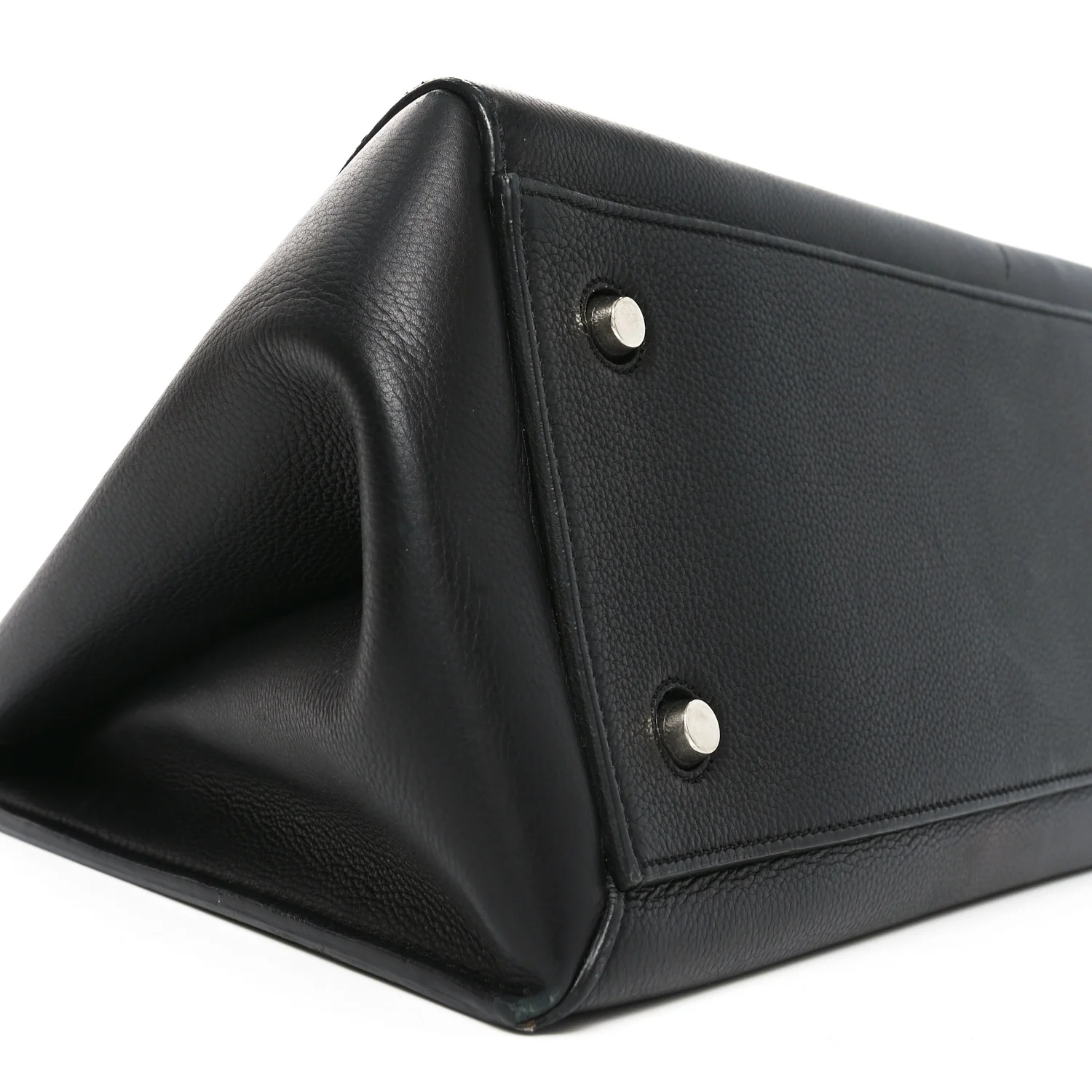 Grained Calfskin Edge Shoulder Bag Black