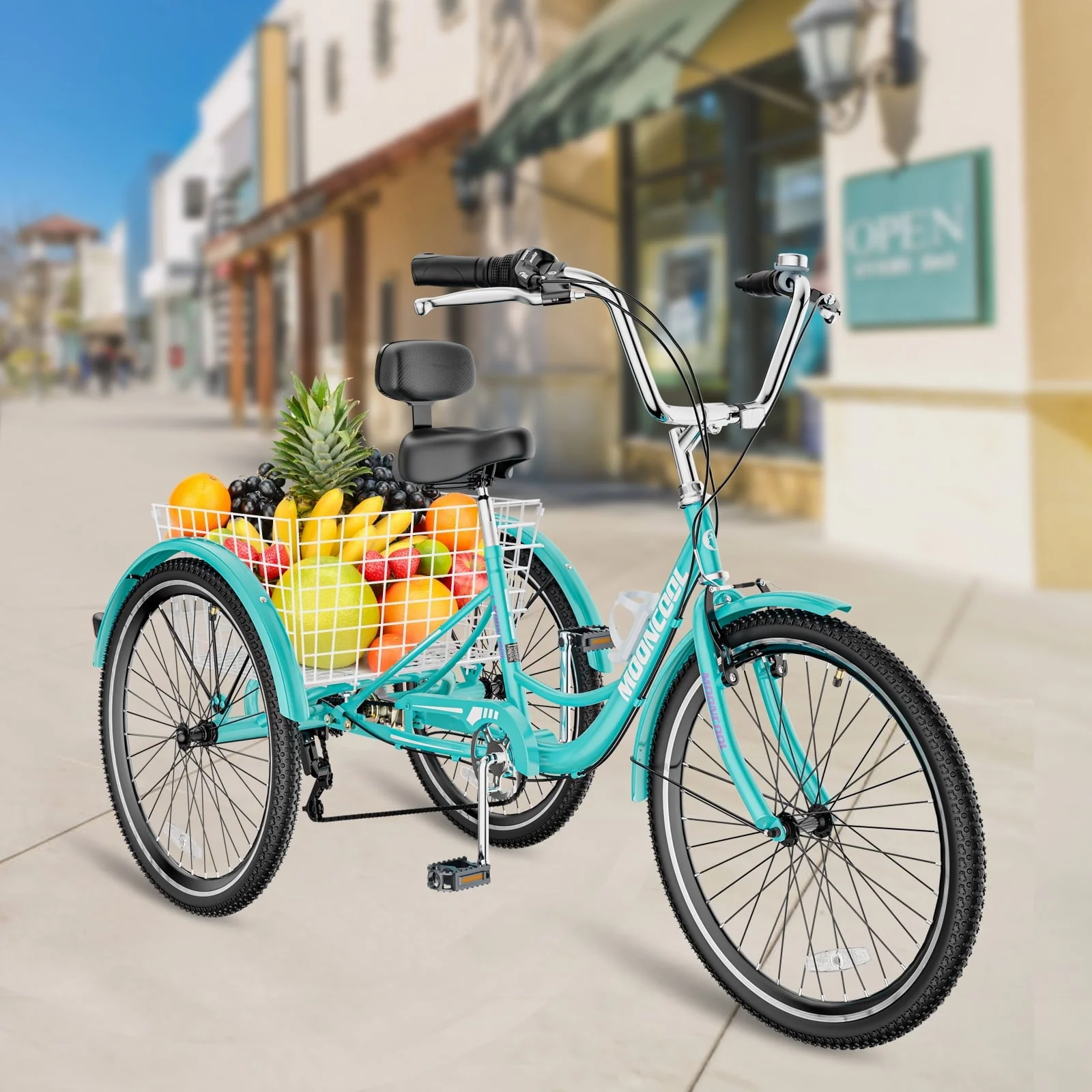 Adult Tricycle 20/24/26 inch 7 Speed, Three Wheel Bicycle for Adult, Trike Cruiser W/ Tools Big Basket for Exercise Shopping Picnic Outdoor Activities Image 6